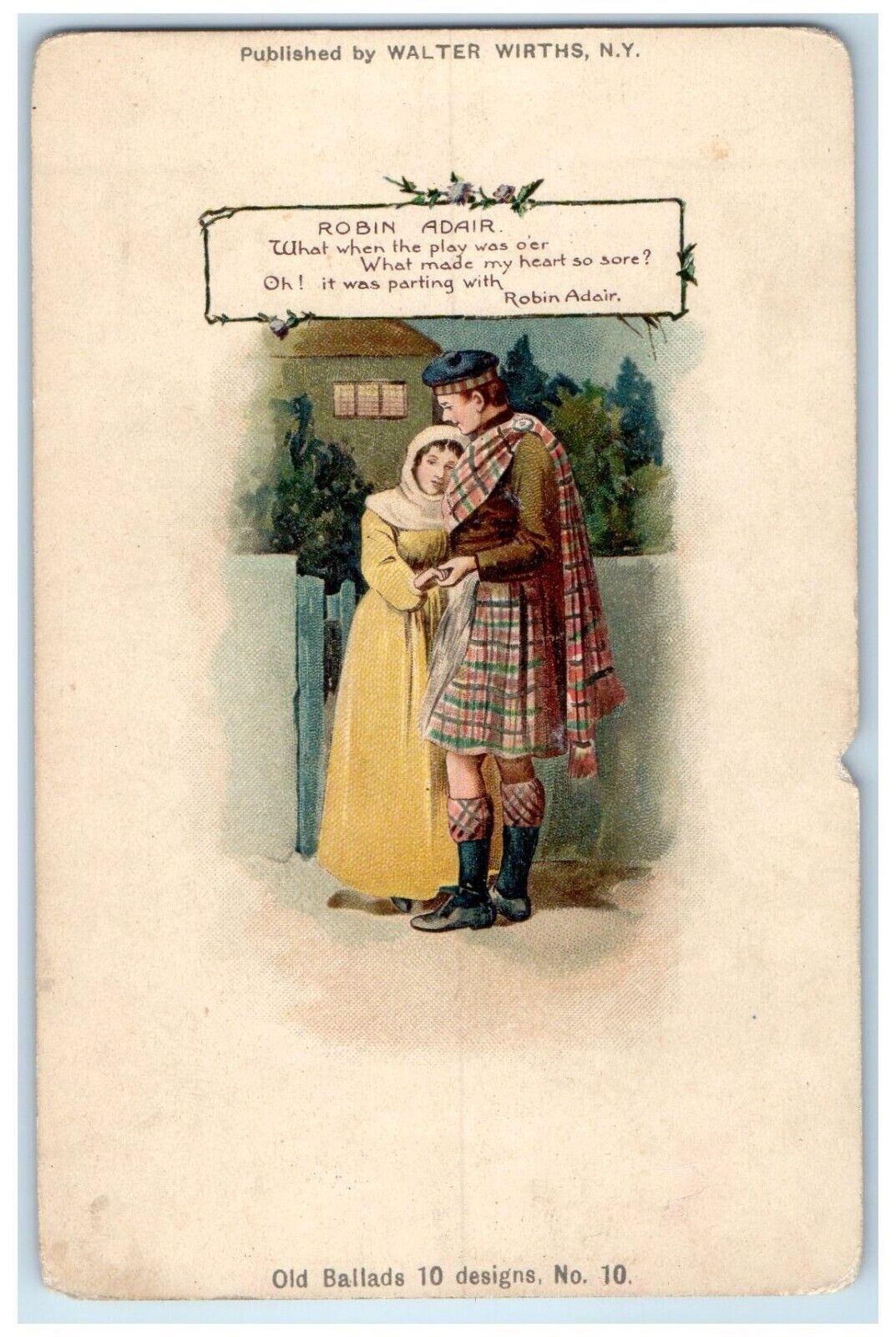 c1900's Robin Adair Old Ballads Sweet Couple Unposted Antique Postcard