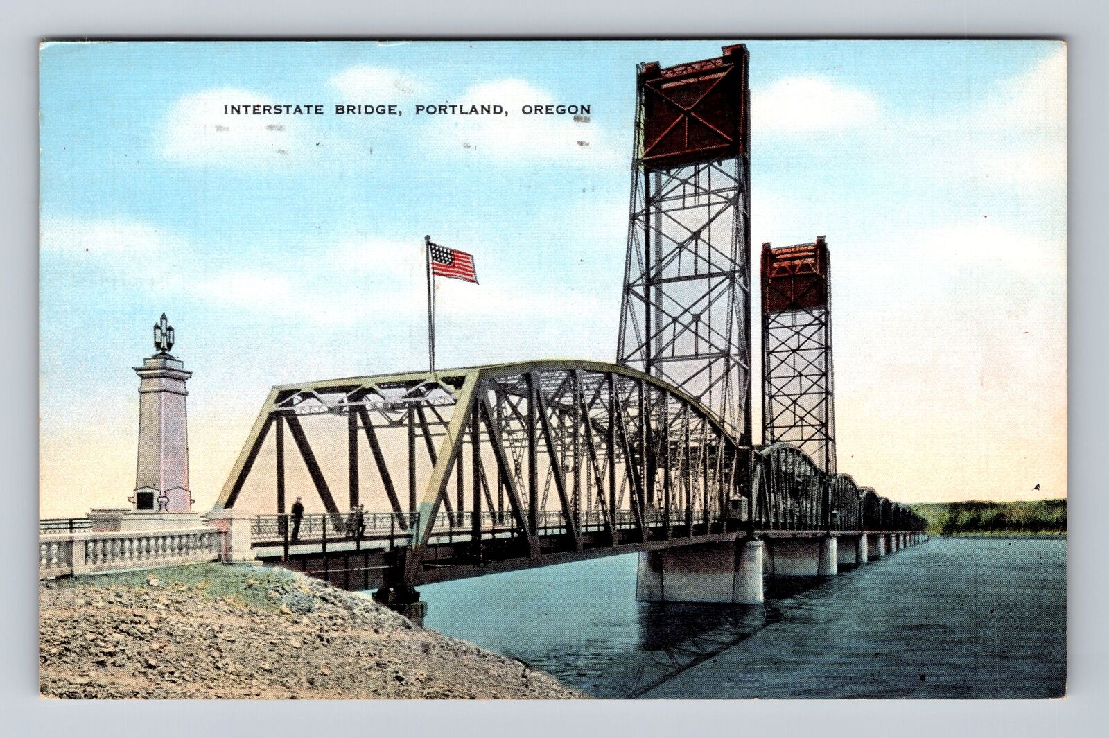 Portland OR-Oregon, Interstate Bridge, Antique, Vintage c1954 Postcard