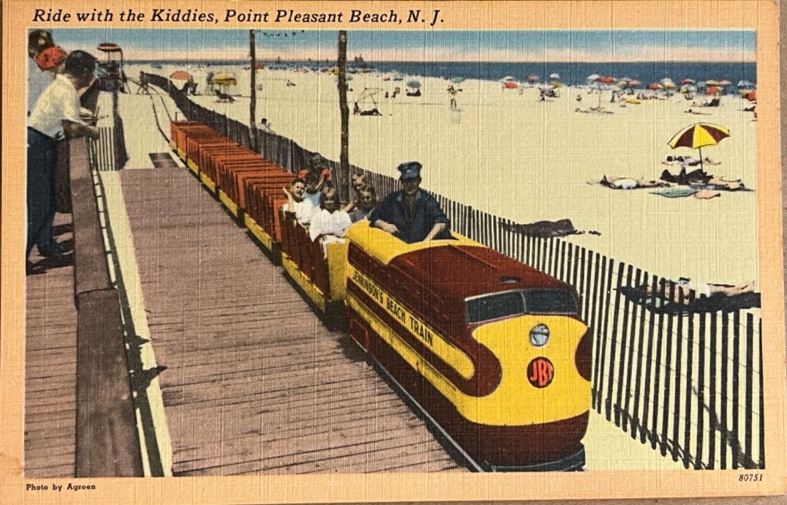 Point Pleasant Beach Train Jenkinsons Kiddie Train New Jersey Postcard c1950