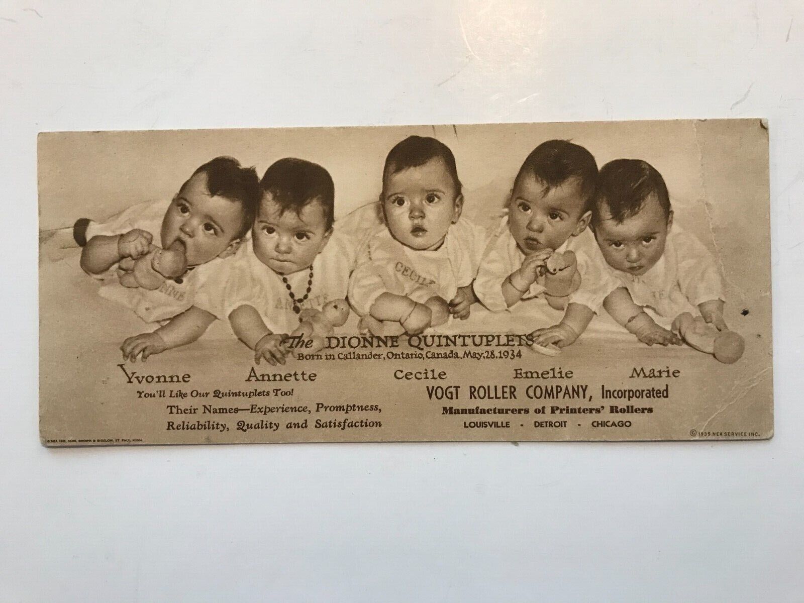 Dionne Quintuplets vintage advertising and calendar covers circa 1935 to 1953