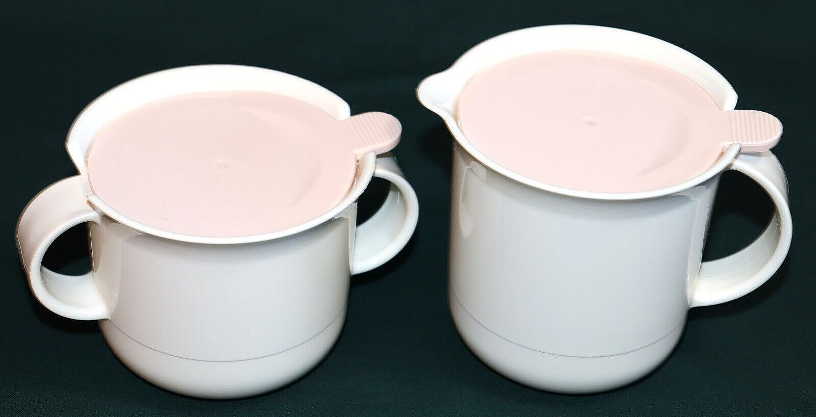 Vintage Tupperware Pale Pink & White Sugar & Creamer Set #2309 & #2310