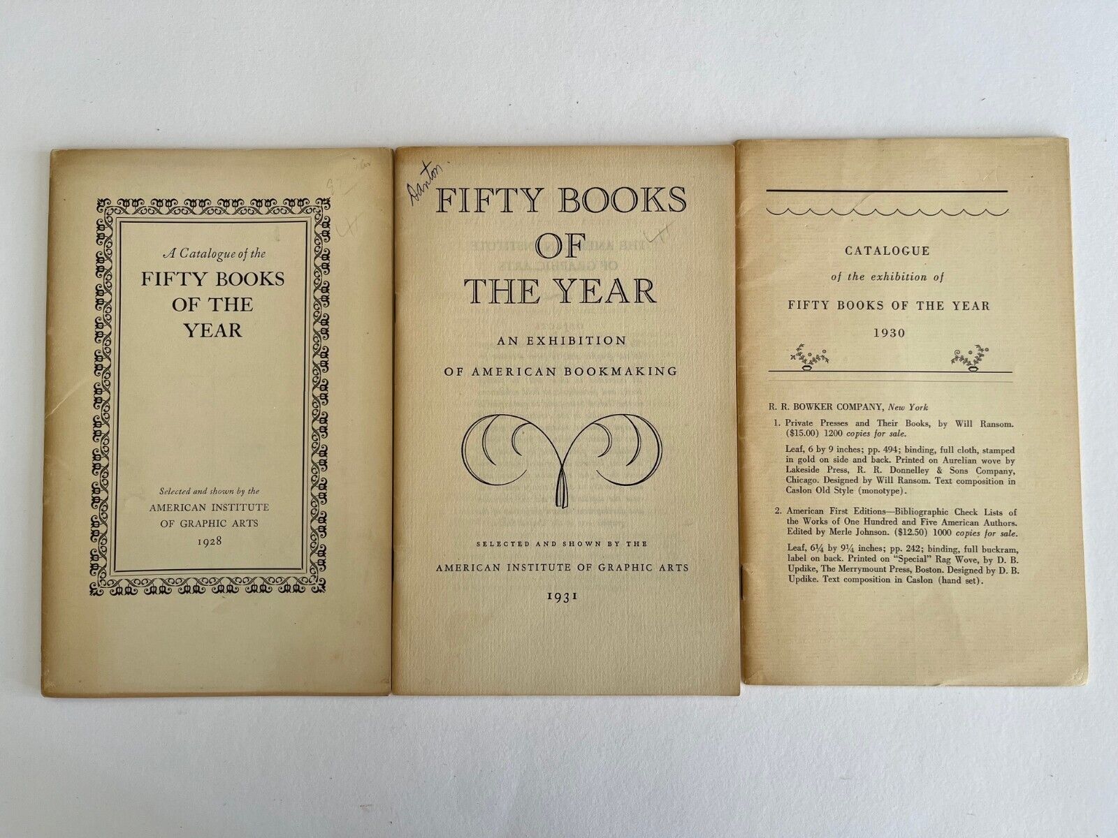 AMERICAN INSTITUTE OF GRAPHIC ARTS / Fifty books of the year 1928 1930 1931 AIGA