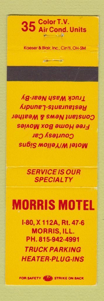 Matchbook Cover - Morris Motel Morris IL