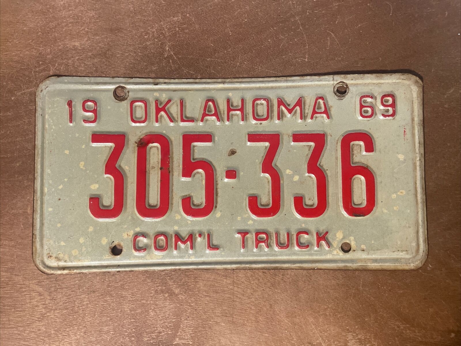 1969 Oklahoma License Plate Commercial Truck # 305-336