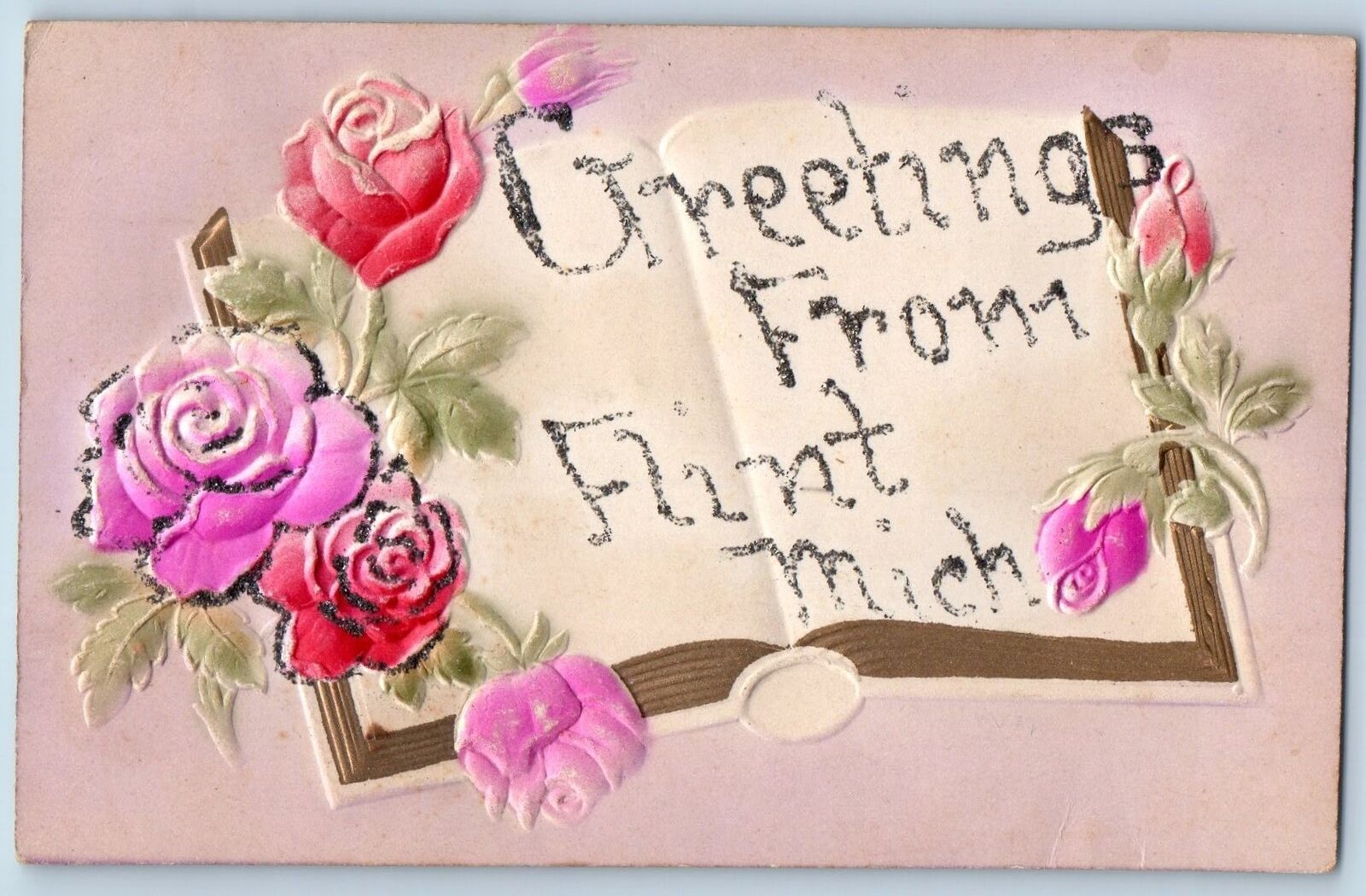 c1950\'s Greetings From Flint Floral Design Michigan MI Correspondence Postcard