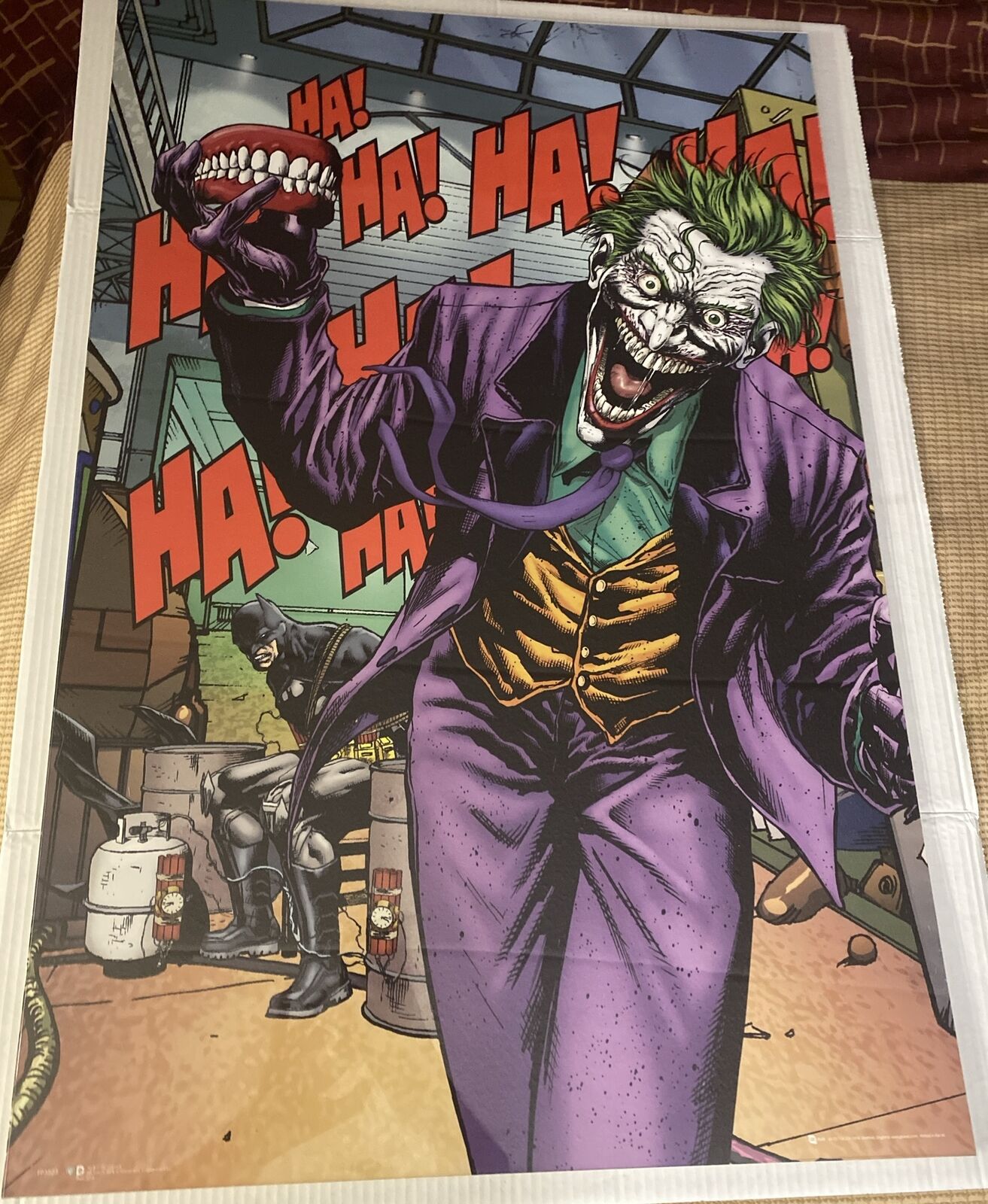 Promo Cartoon Poster Batman Joker Laughing Ha WB DC Comics UK made GBeye 36”x24”