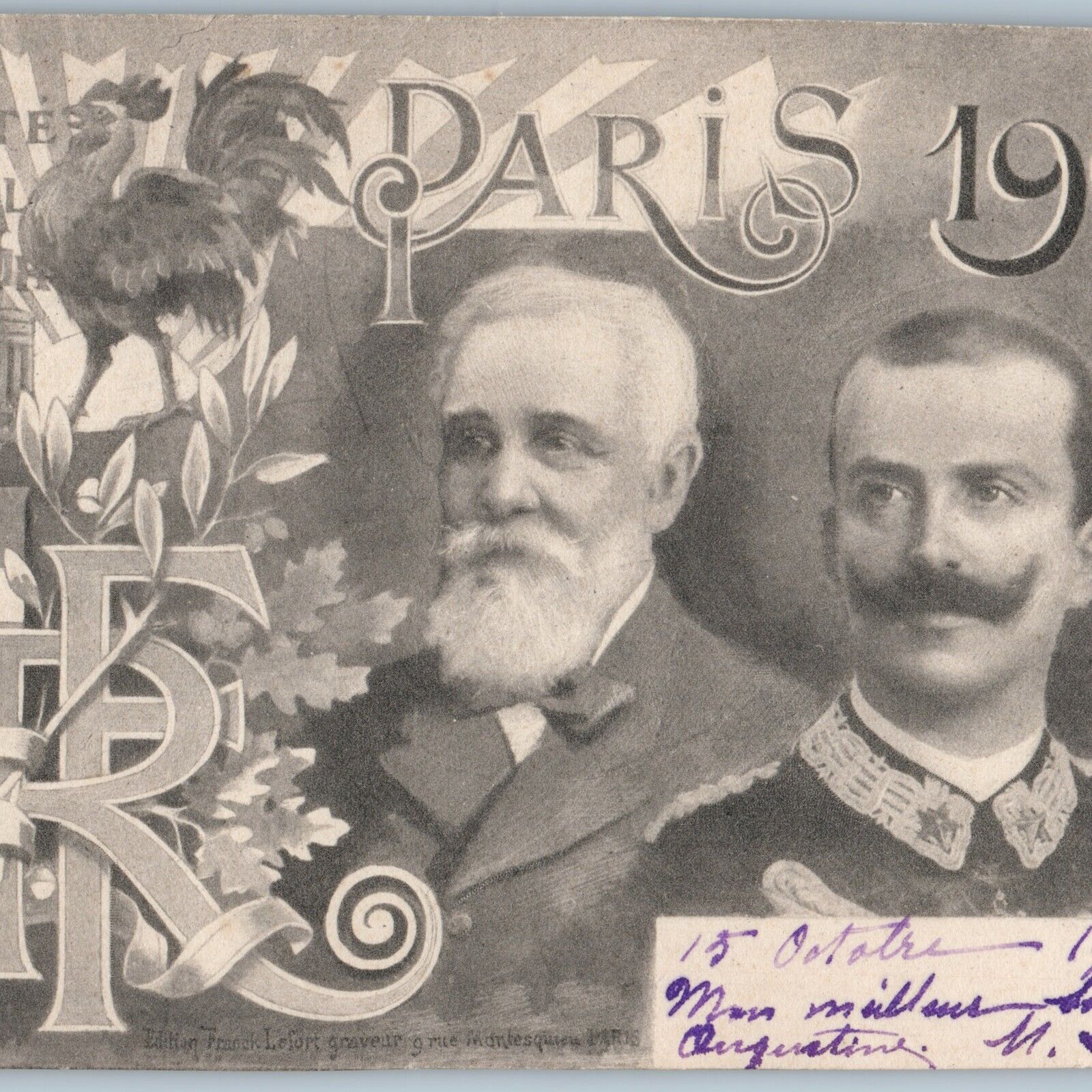 1903 UDB Paris, France Victor Emmanuel III Postcard Franck Lefort Graveur A194
