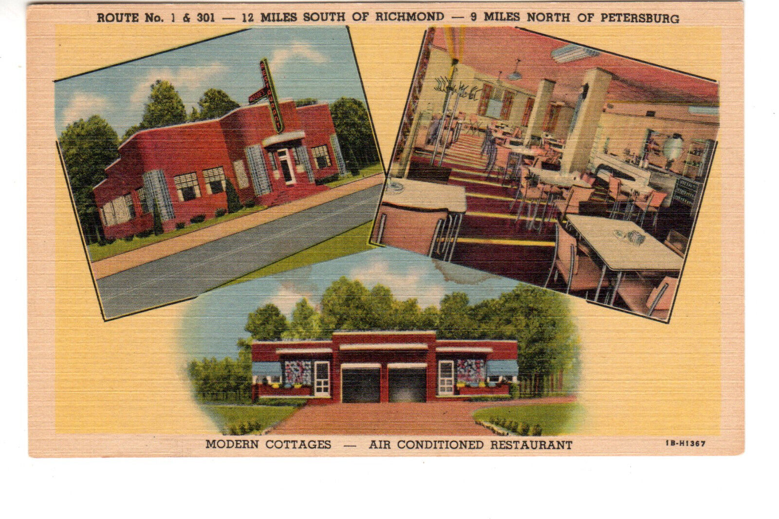 Linen Postcard: Moore\'s Brick Cottages, Richmond-Petersburg Pike, VA (Virginia)