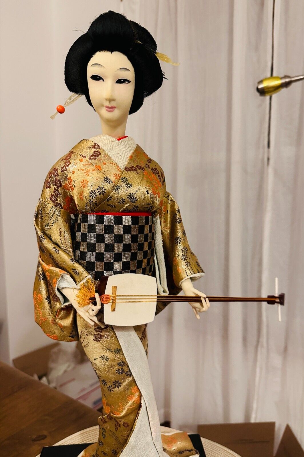 Vintage 22in Tall Japanese Geisha Doll Kimono Maiko Folk Craft 