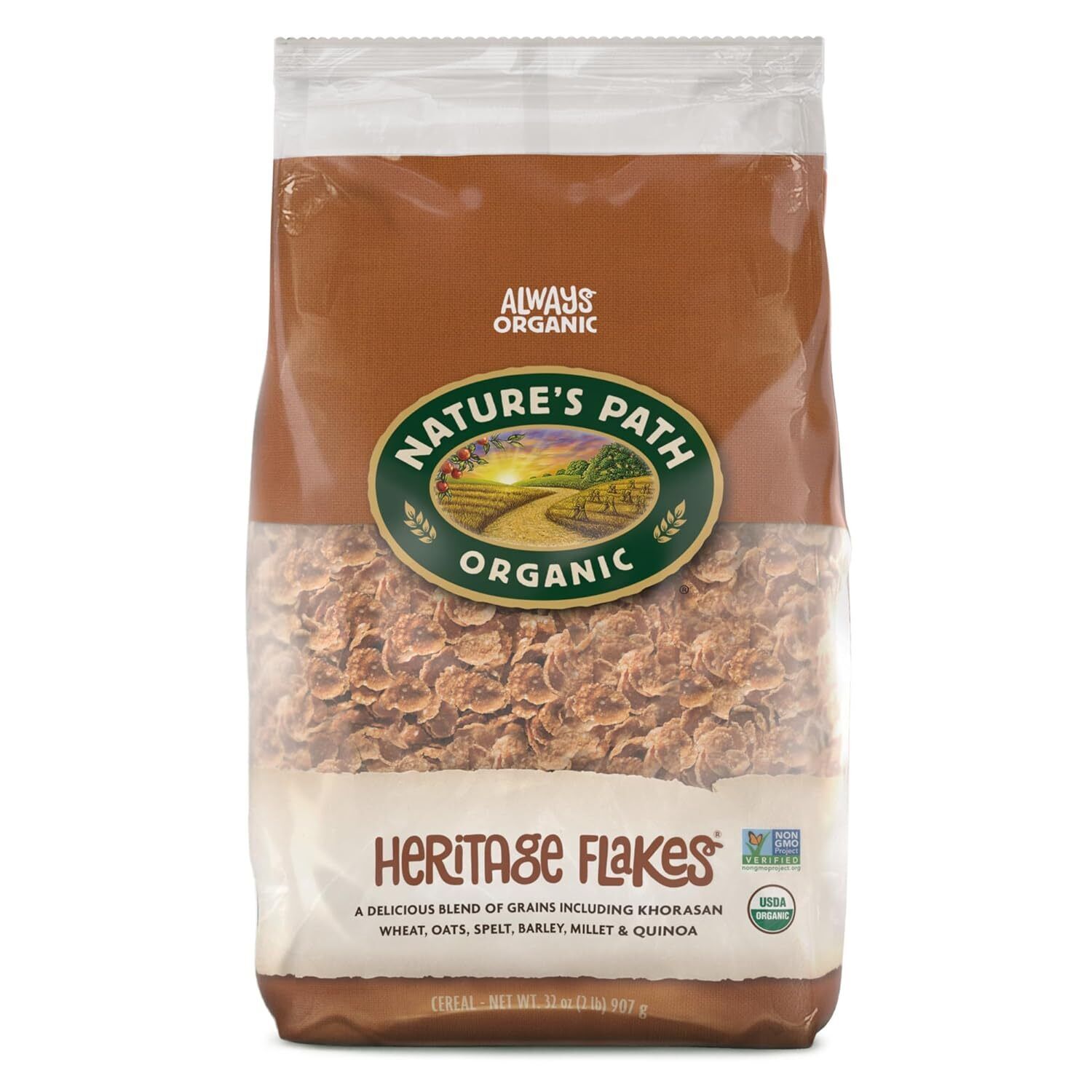 Organic Heritage Flakes Cereal, 2 Lbs. Earth Friendly Package (Pack of 6)
