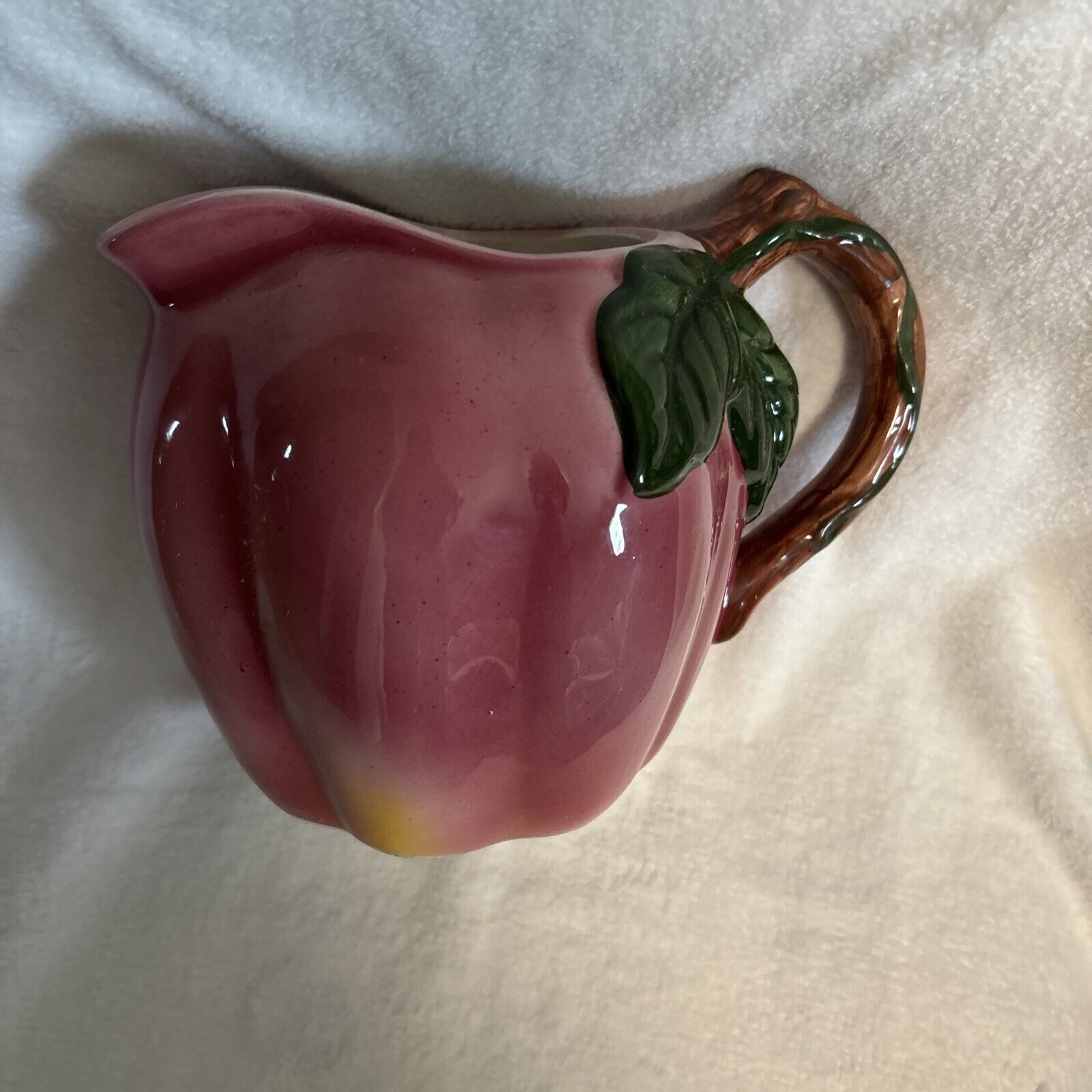 Vintage Red Apple Ceramic Pitcher  Preowned