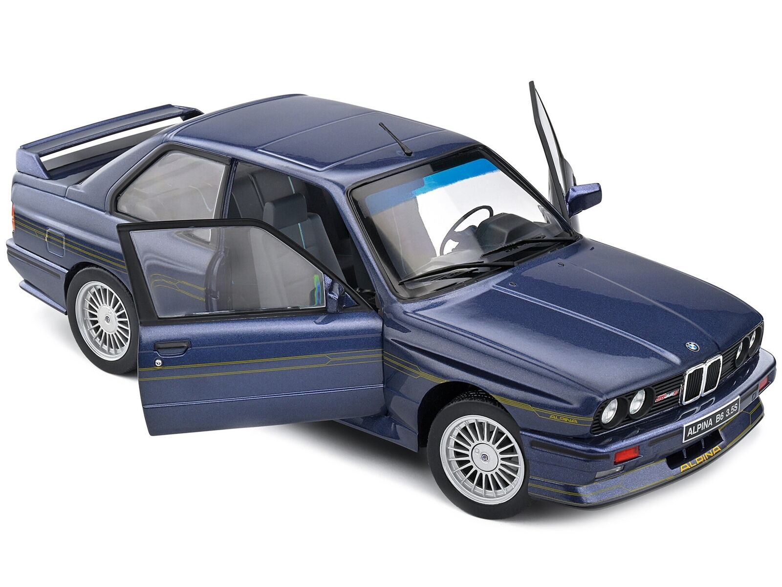 1990 BMW E30 M3 Alpina B6 3.5S Mauritus Blue Metallic 1/18 Diecast Model Car