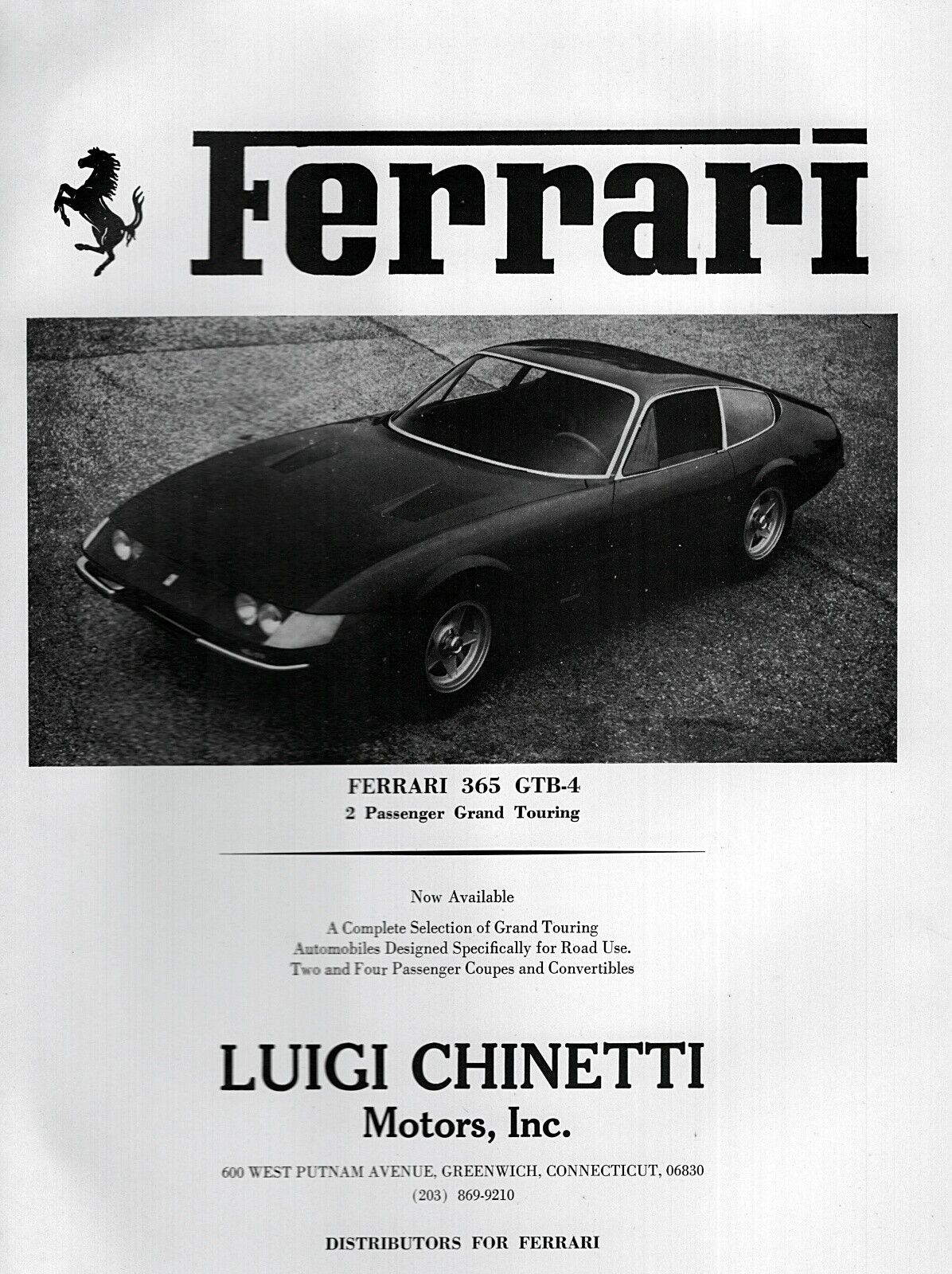1971 Ferrari 365 GTB-4 Original Rare Print Ad