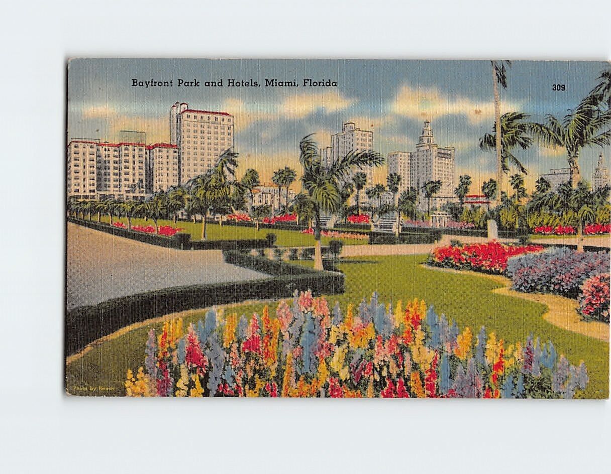 Postcard Bayfront Park & Hotels Miami Florida USA