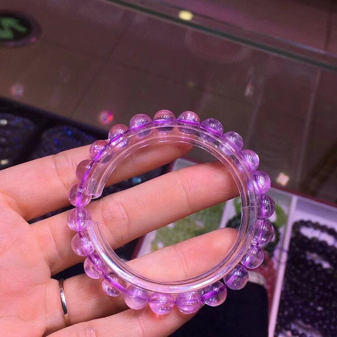 8mm Genuine Natural Purple Kunzite Crystal Round Beads Bracelet AAA