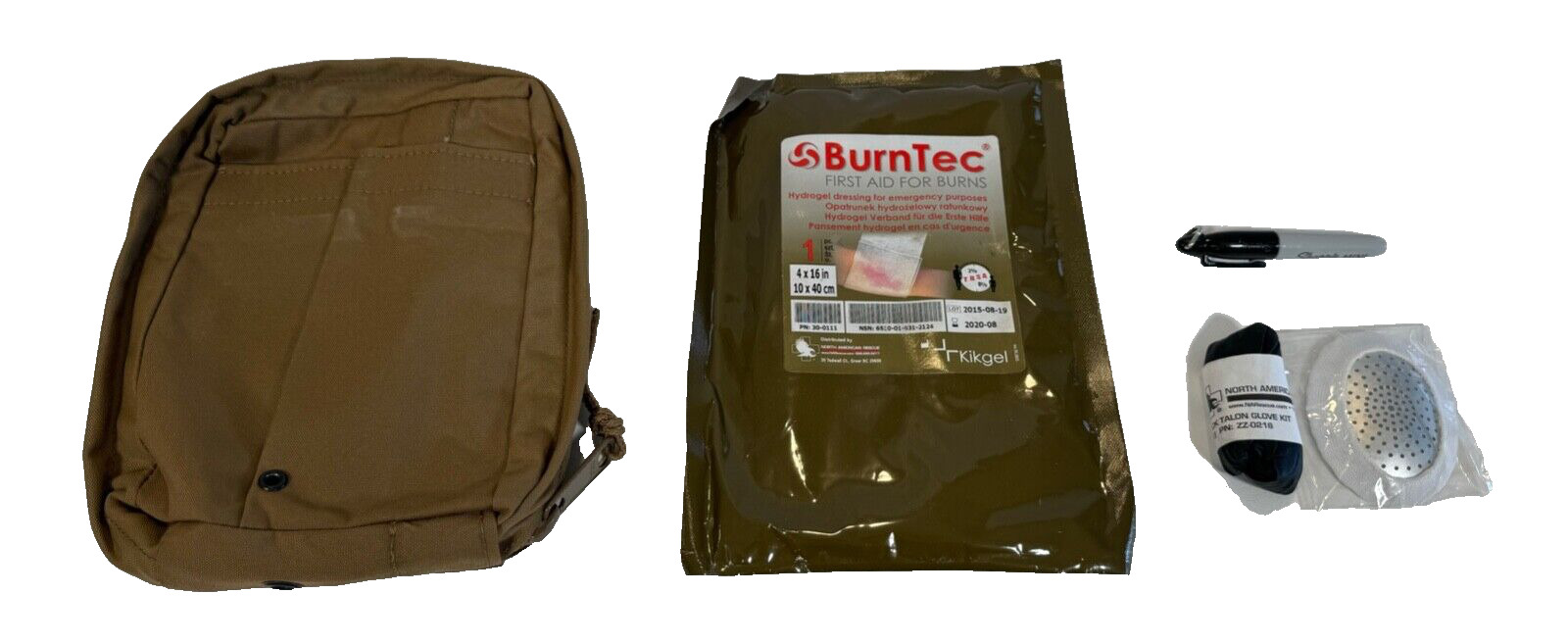 New USMC Individual First Aid IFAK Retro Kit Burntec Zippered Pouch Coyote Brown