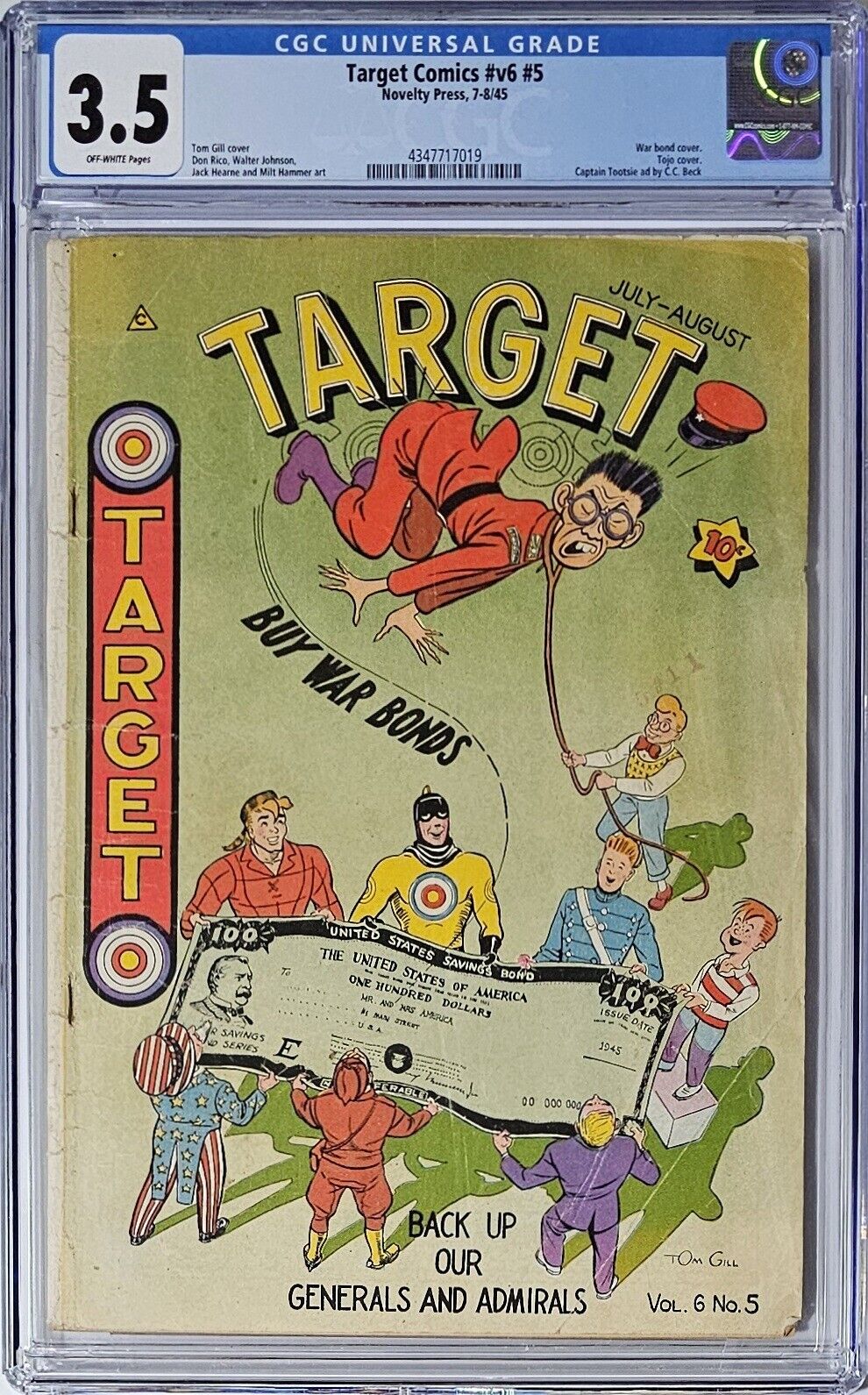 Target Comics #v6 #5 CGC 3.5 Novelty Press 1945 Classic WWII Tojo War Bonds