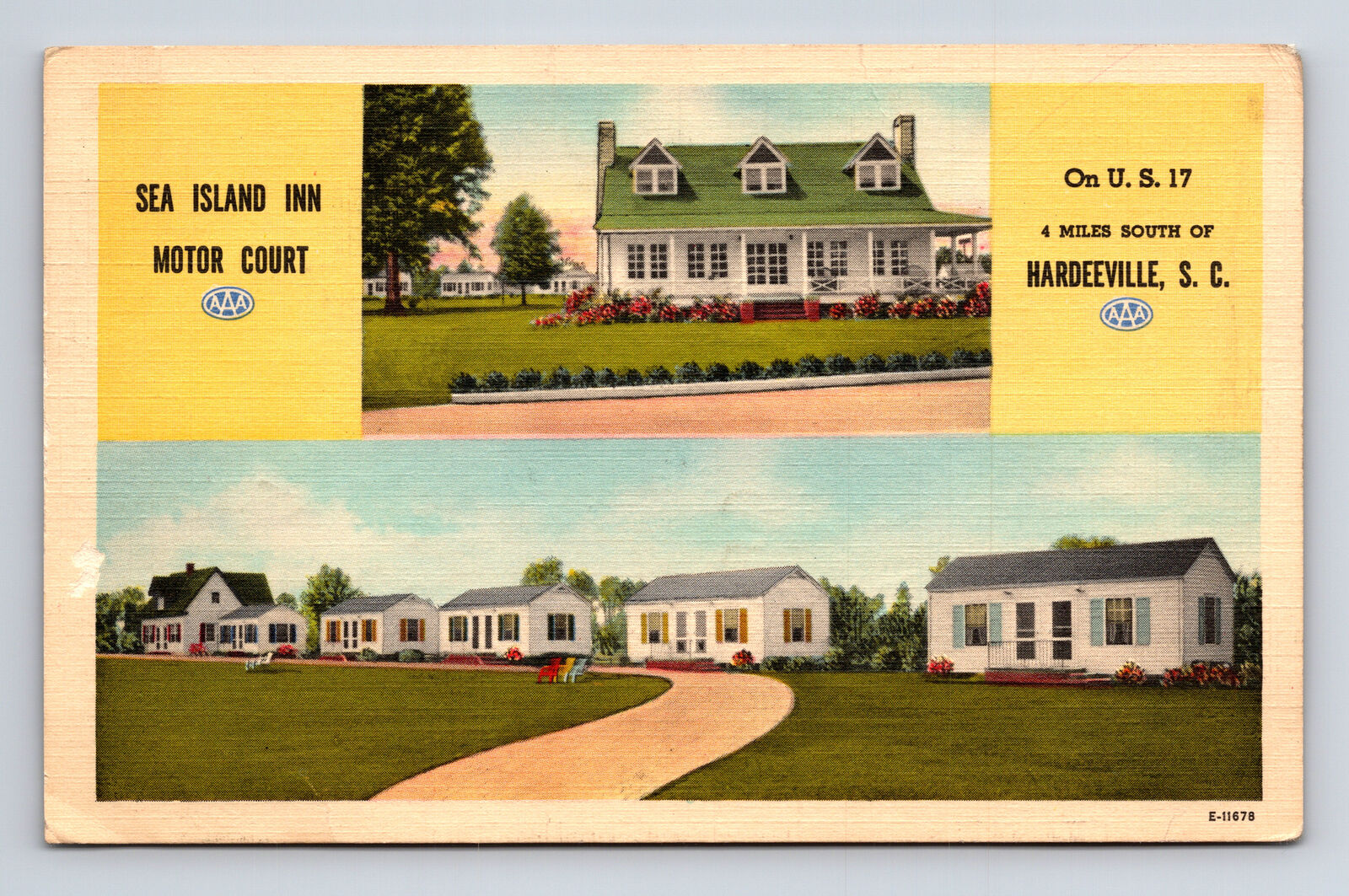 Sea Island Inn Motor Court Cottages Motel Hardeeville South Carolina SC Postcard