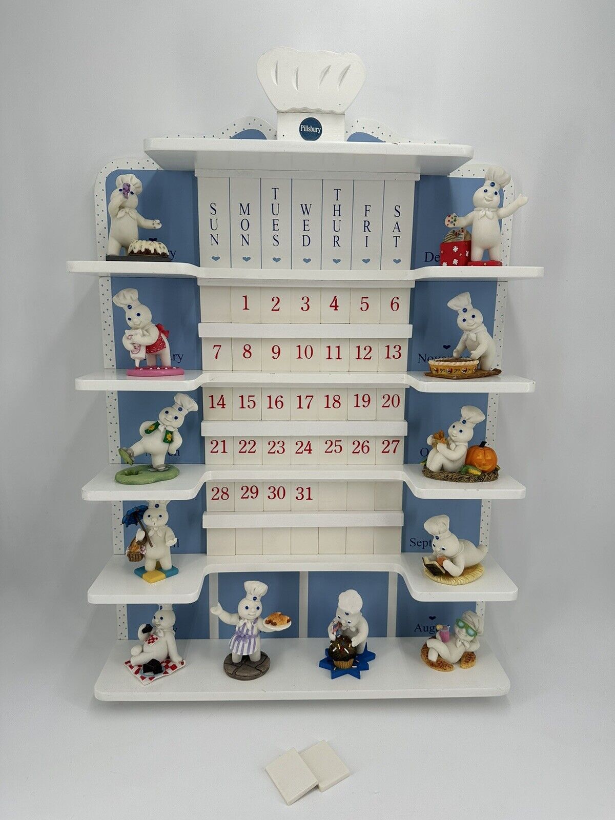 VTG 1997 Pillsbury Doughboy Danbury Mint Calendar with Figures and tiles *READ*