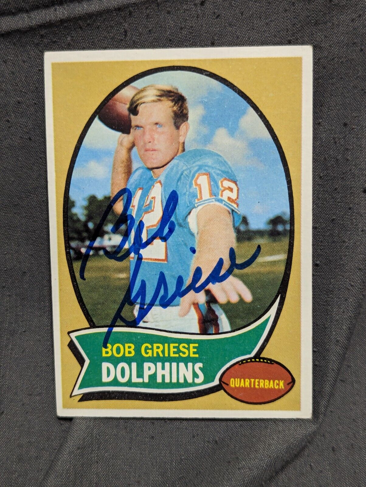 BOB GRIESE AUTOGRAPH SIGNED Card Original 1970 Topps Miami Dolphins 