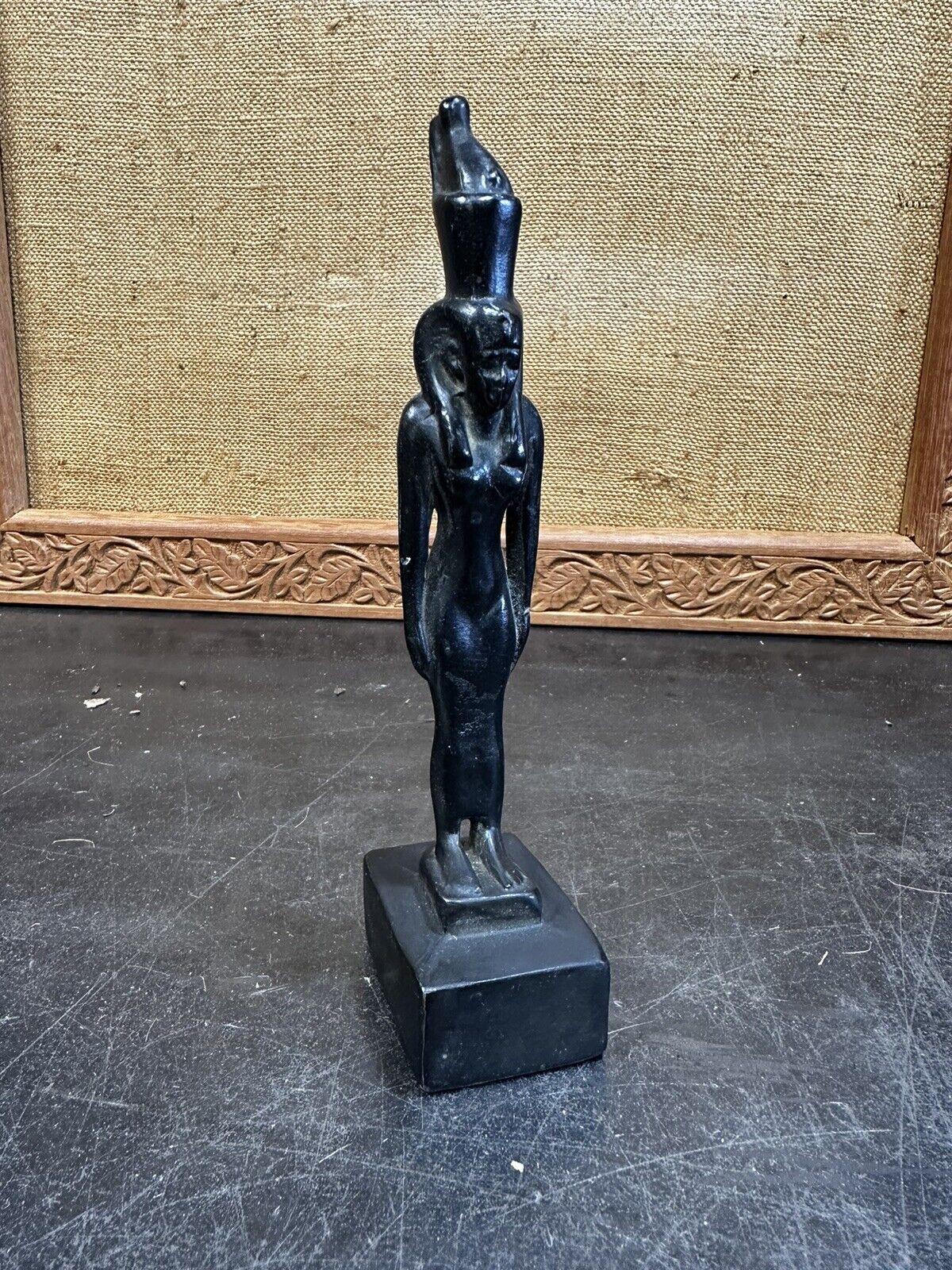 1920’s Pot Metal Amun Sculpture Standing Man With Headdress Egyptian