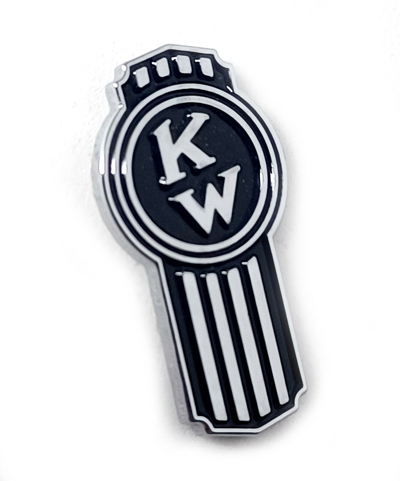 kenworth crooked kw emblem lapel enamel hat pin peterbilt mack metal black 