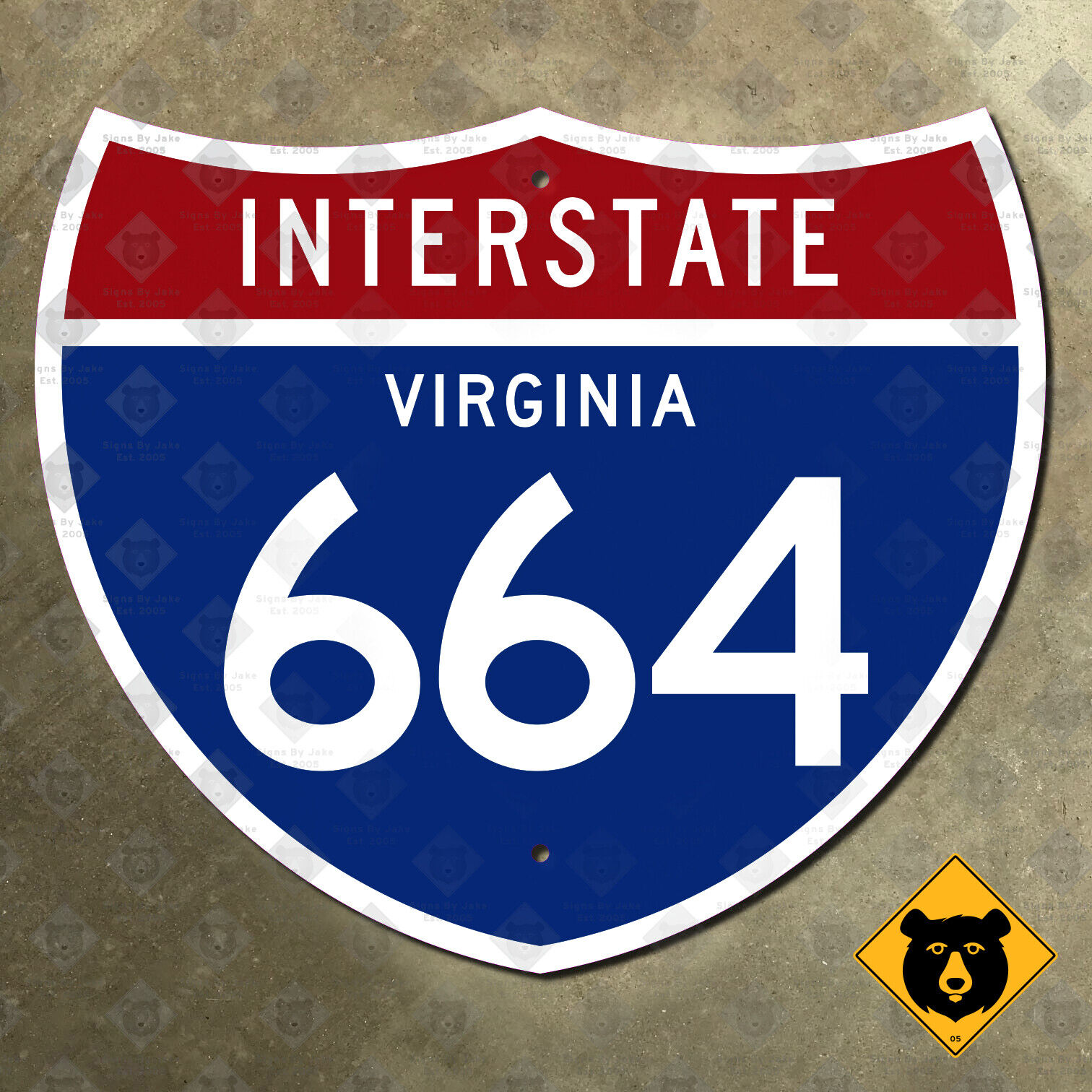 Virginia Interstate 664 road sign highway marker 1961 Chesapeake Hampton 12x10