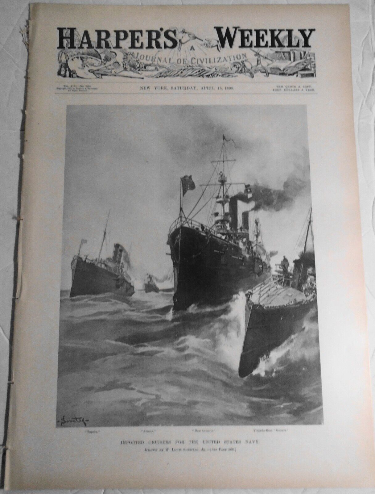 Harper\'s Weekly, April 16 1898 -  Navy cruisers & yachts; Spain\'s Naval strength