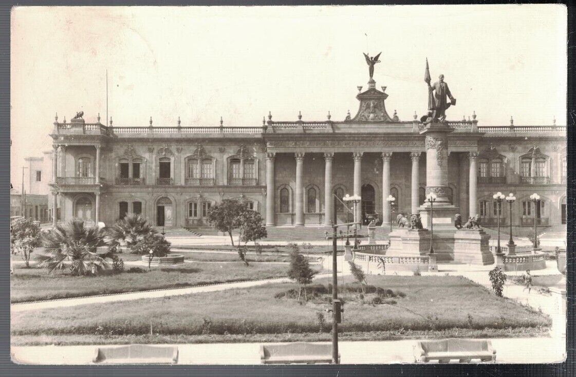 ANTIQUE 1939 RPPC REAL PHOTO GOVERNMENT PALACE MONTERREY MEXICO