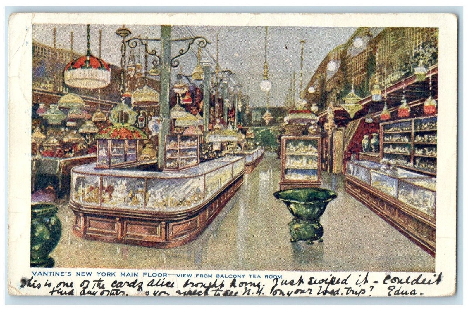 1908 View From Balcony Tea Room Vantine\'s New York Main Floor Vintage Postcard