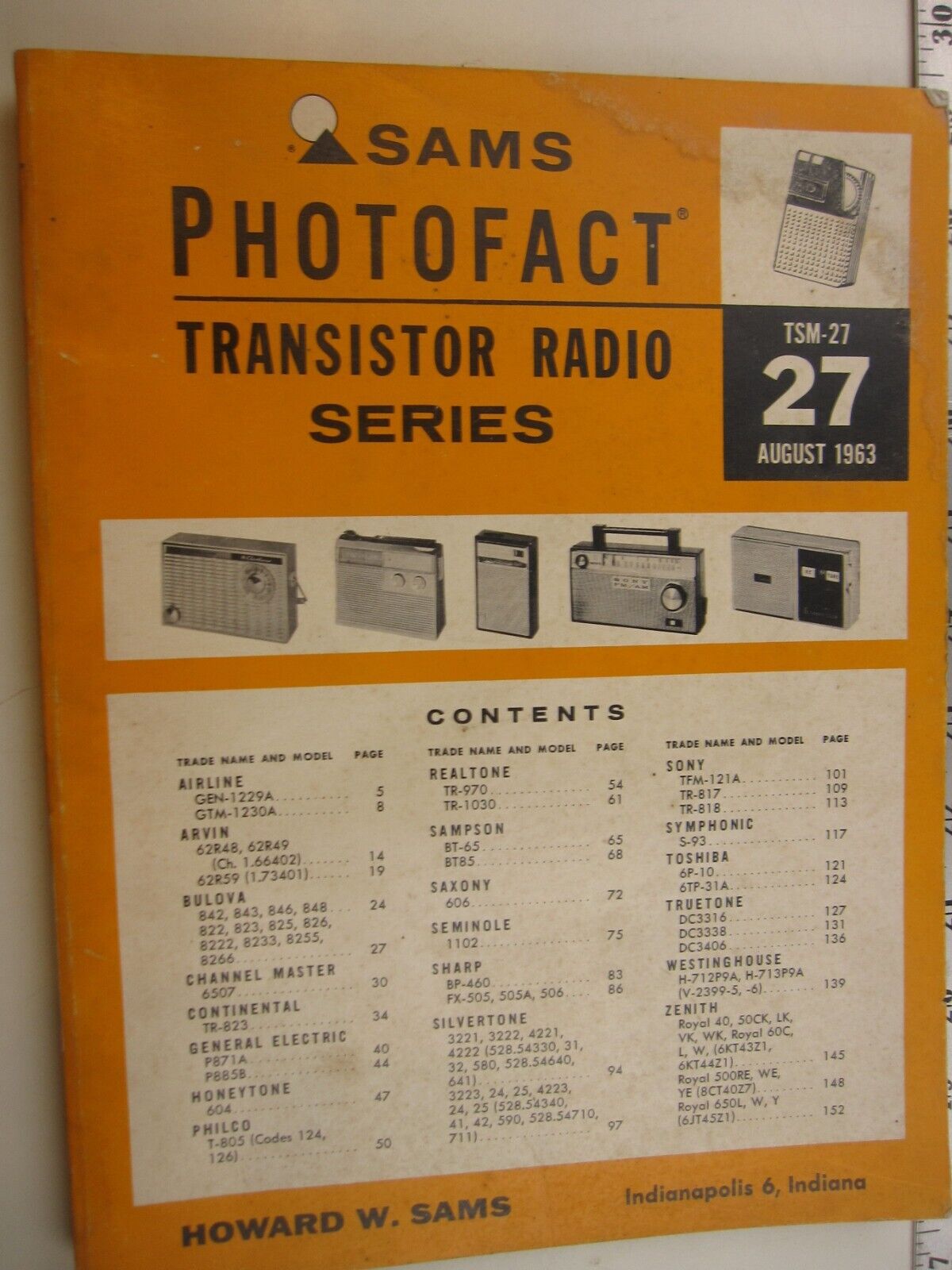SF AUGUST 1963 Sams Photofact   TRANSISTOR RADIO Series TSM-27  BIS