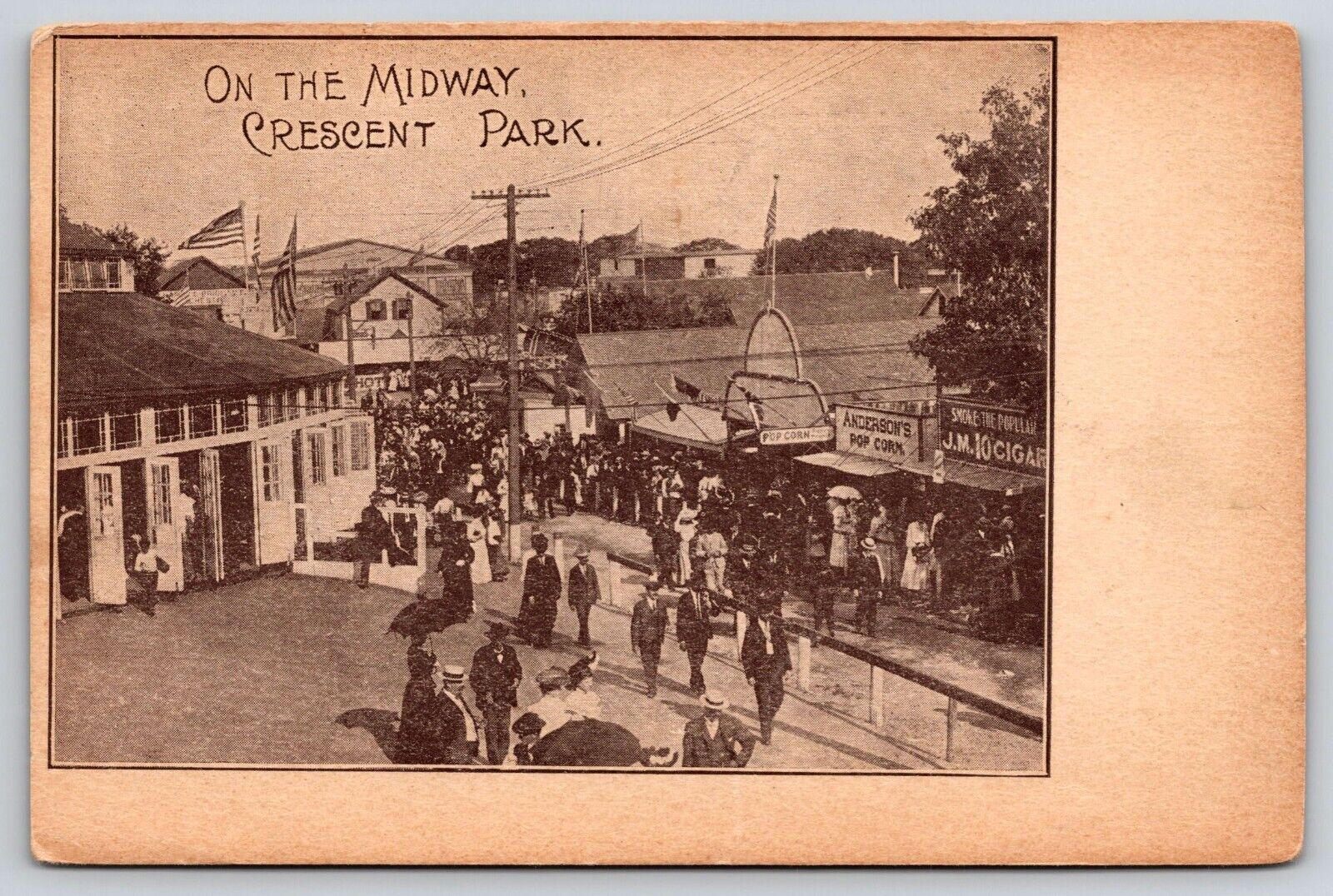 Riverside RI Rhode Island RPPC On The Midway At Crescent Park Vintage Postcard