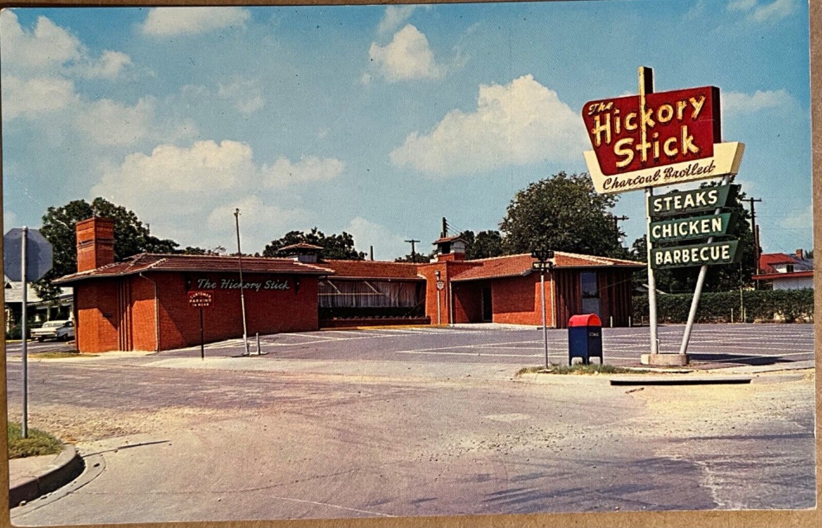 Waco Texas Hickory Stick Restaurant Mailbox Postcard c1960