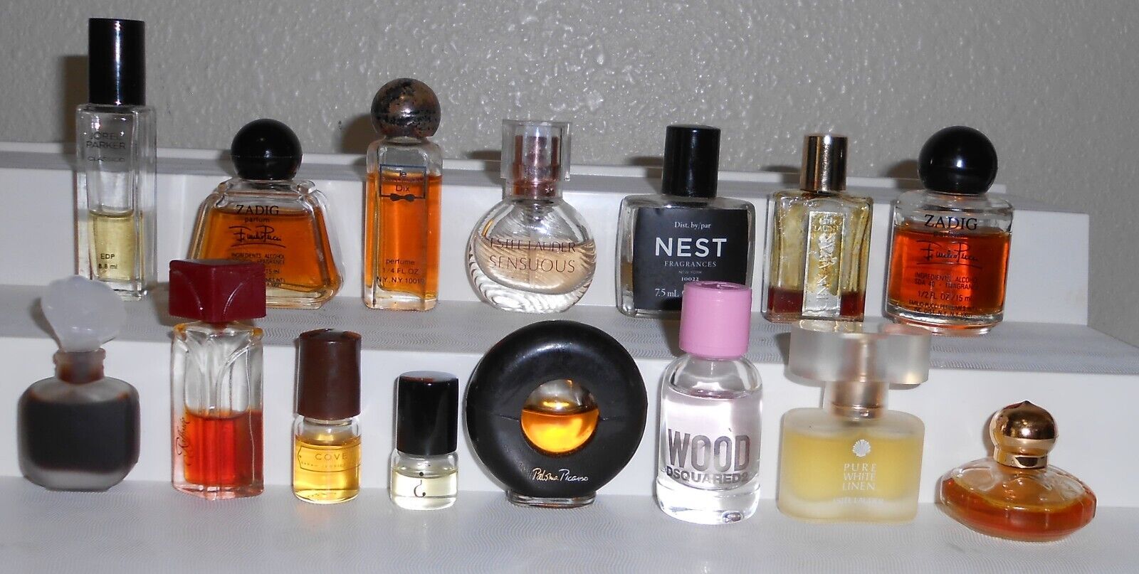 Perfume Parfum Mini Miniature Lot of 15 Bottles Riddle Ex, Raffinee, Balenciaga