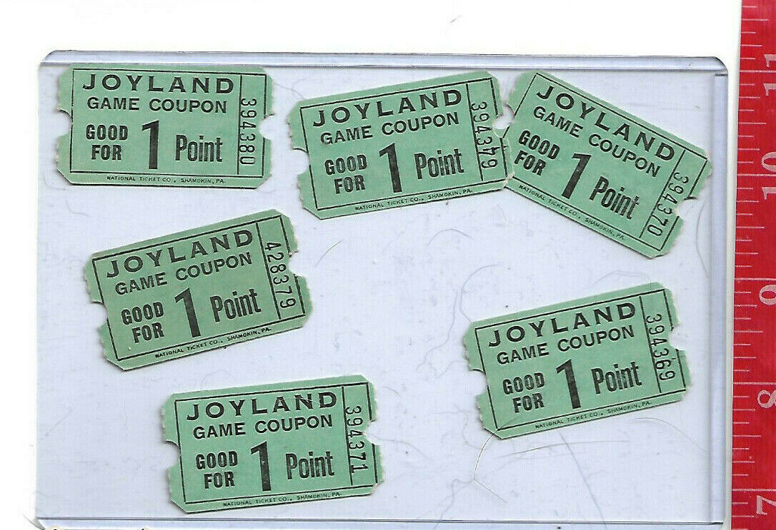 Vintage lot Game Coupons from defunct Joyland Park Wichita Kansas #1