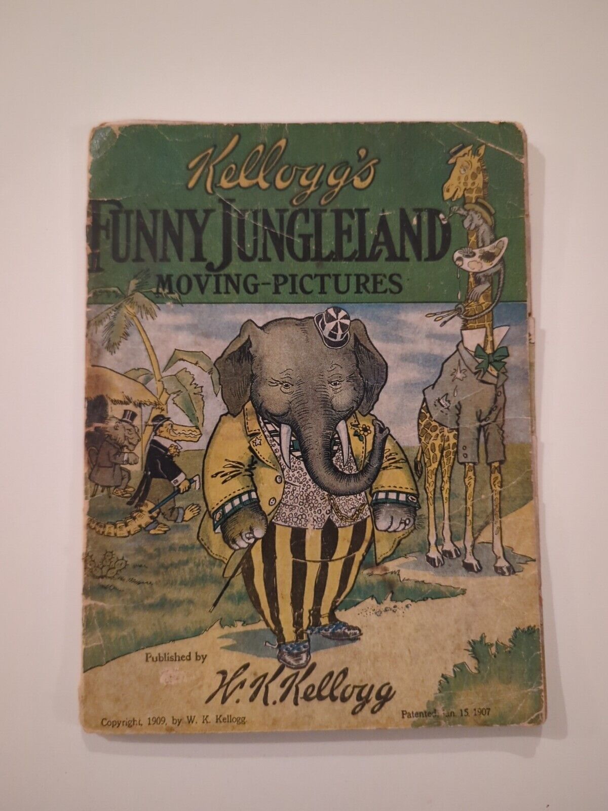 Vintage 1909 Kellogg's Funny Jungleland Moving Pictures Children's Book Kids