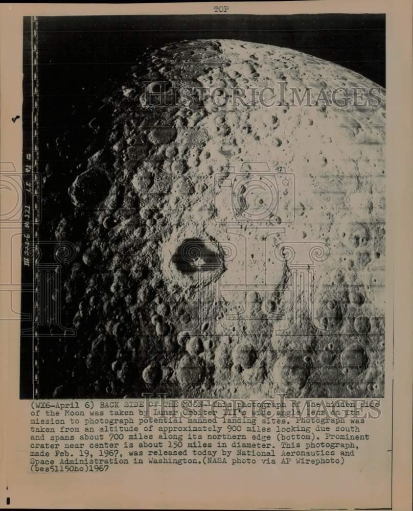 1967 Press Photo Backside of the moon captured by Lunar Orbiter III. - hpw11652