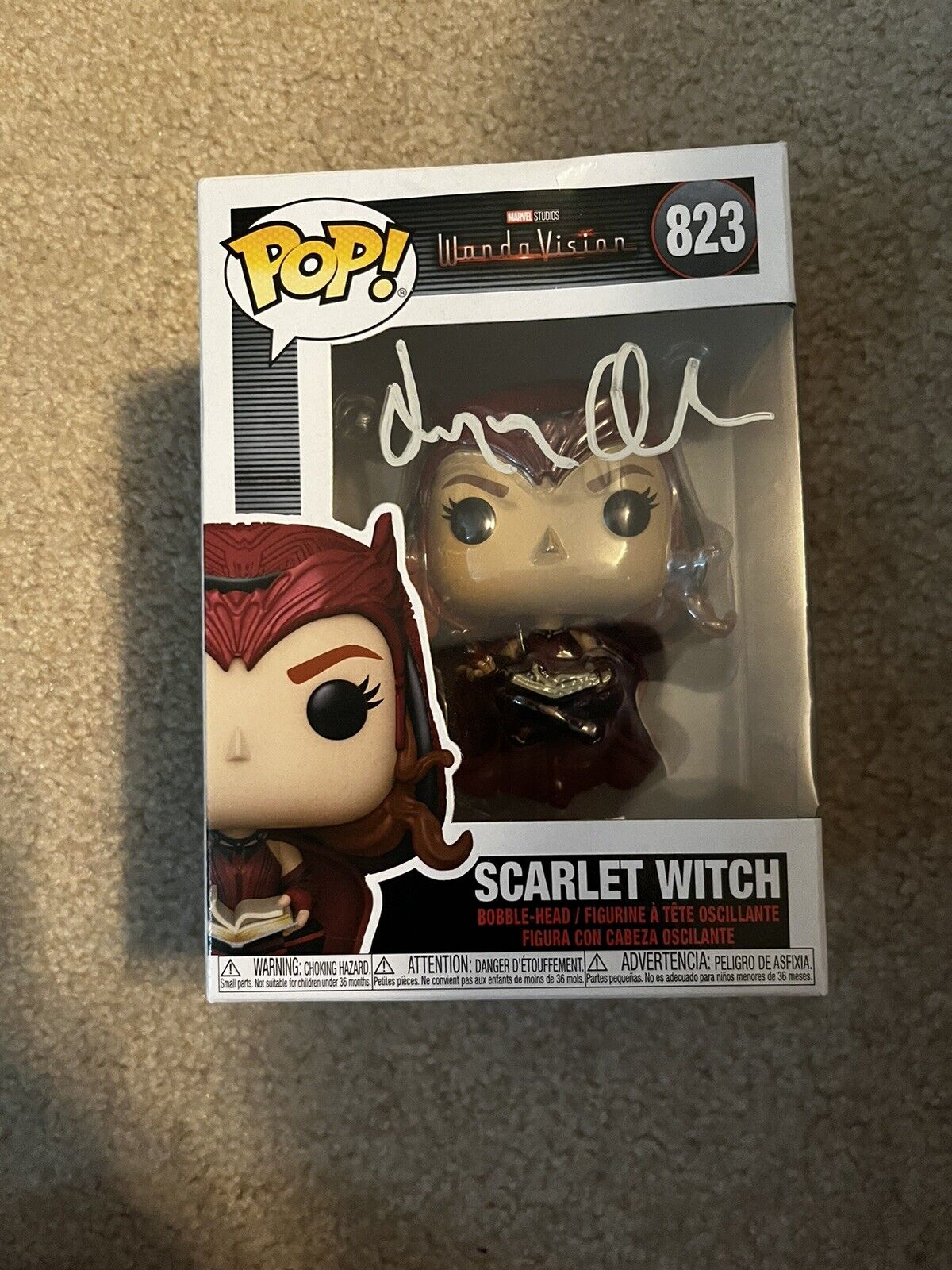 Scarlet Witch Autographed #823 Funko Pop **AUTHETICATED BY OFFICIAL PIX**