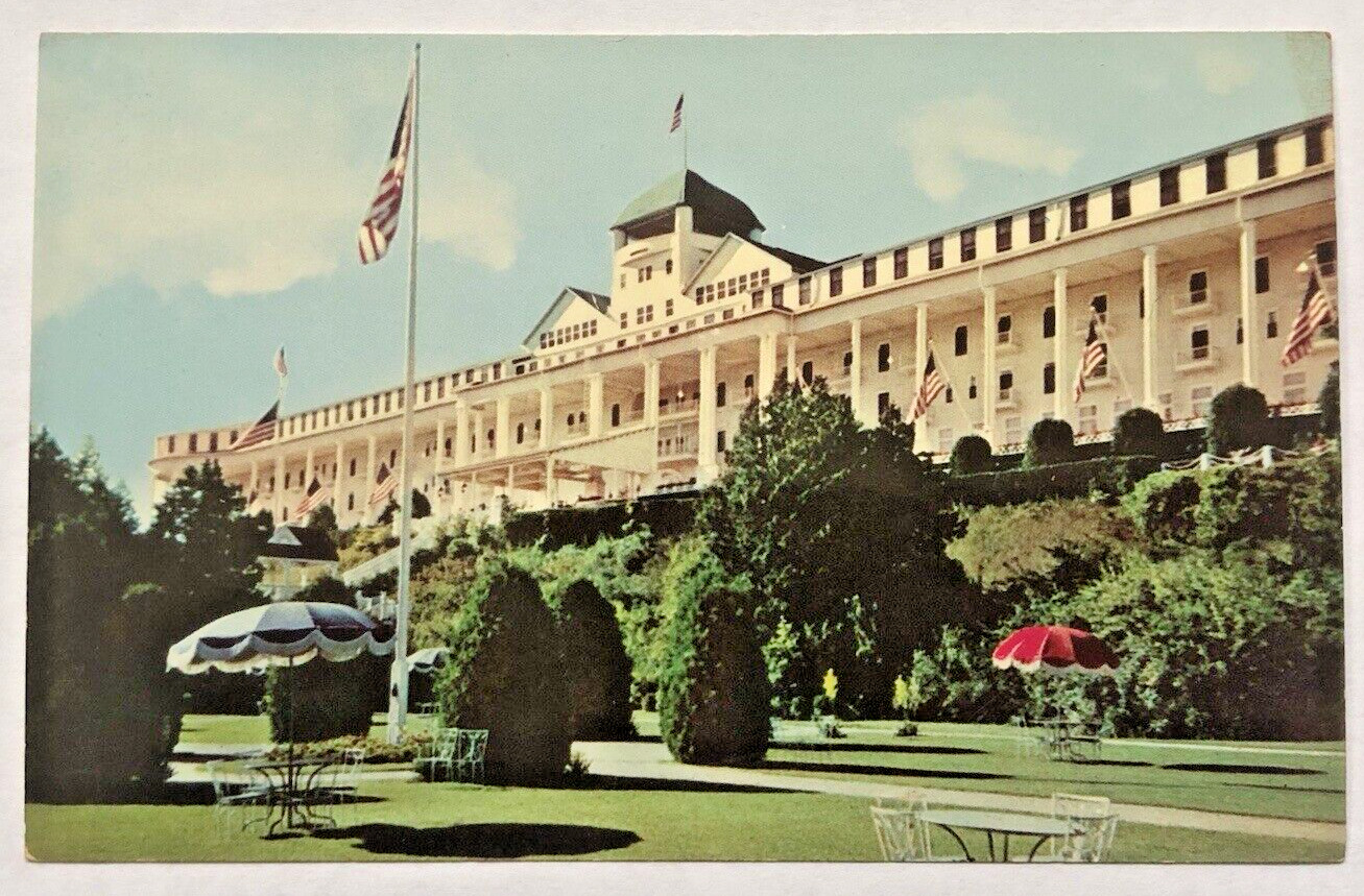 Grand Hotel And Formal Garden Mackinac Island Michigan MI Exterior View Postcard