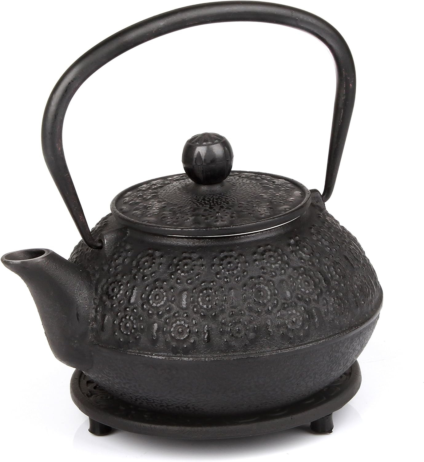 6 Piece Set Black Japanese Cast Iron Teapot (30 Oz /900 Ml) with 4 Tea Cups (2 O