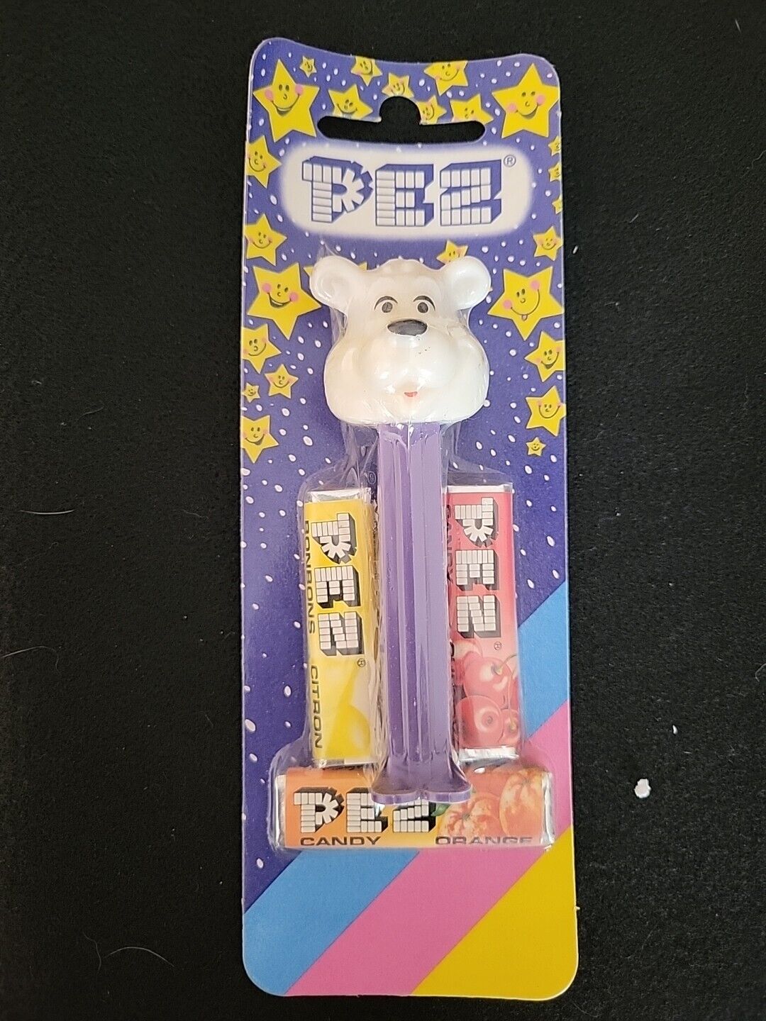 Pez Icee Bear Pez On Colorful Starry European Bonbons Striped Card
