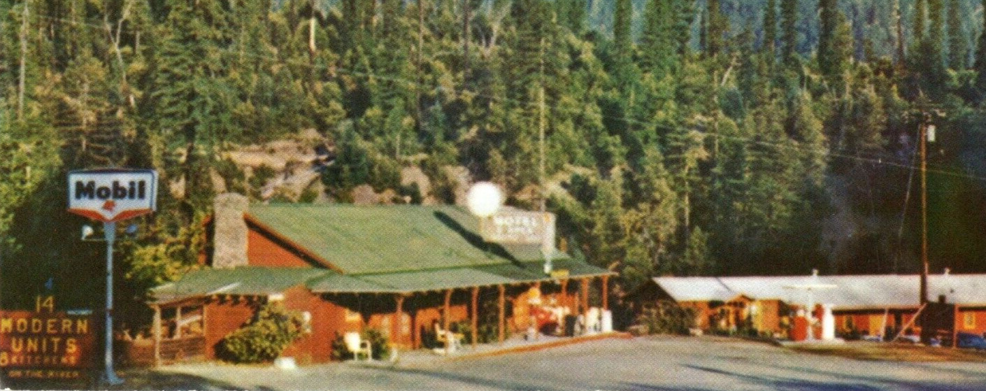 1950's Riverdale Resort Mobil Gas Sign Leggett California Redwoods Postcard