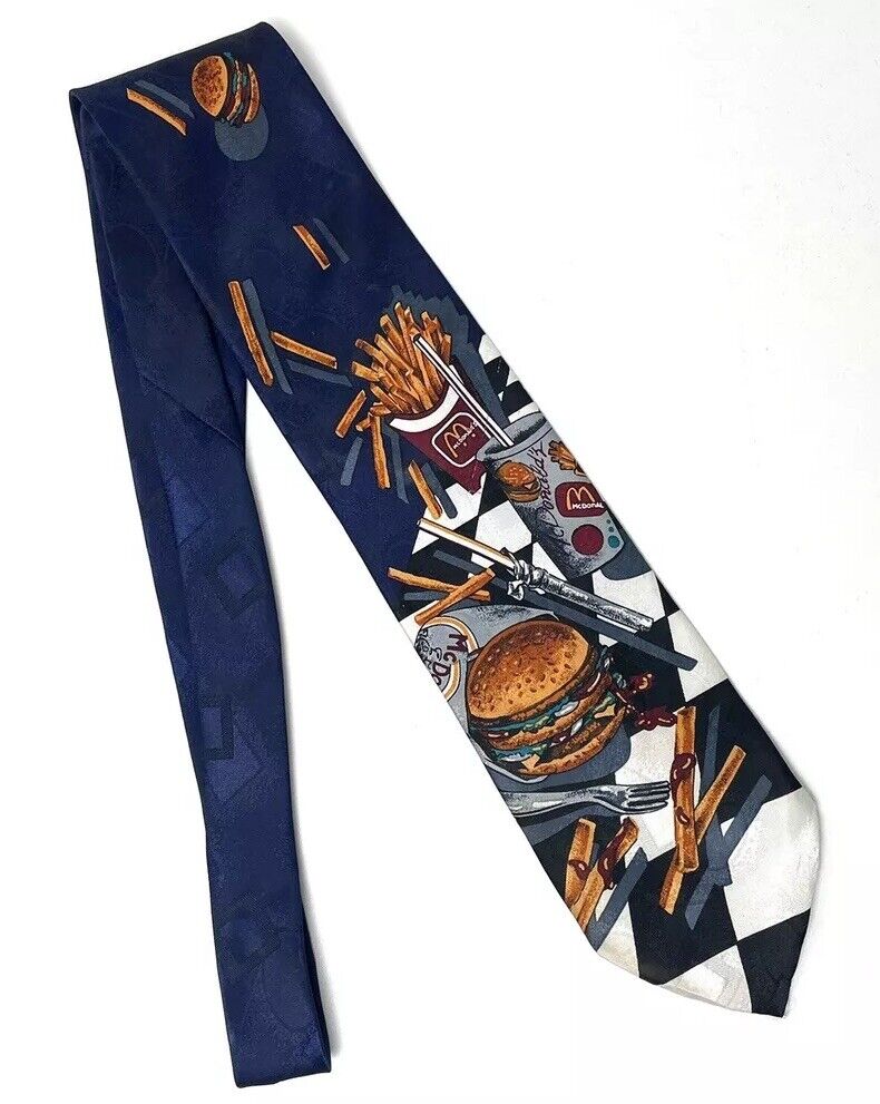 VINTAGE McDonald’s Collection 1998 Necktie Tie Golden Arches Burger Fries USA