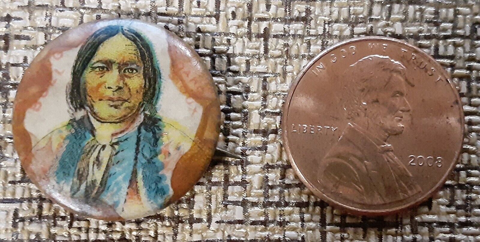 Rare 1896 Pepsin Gum Pinback Sitting Bull Dakota Sioux