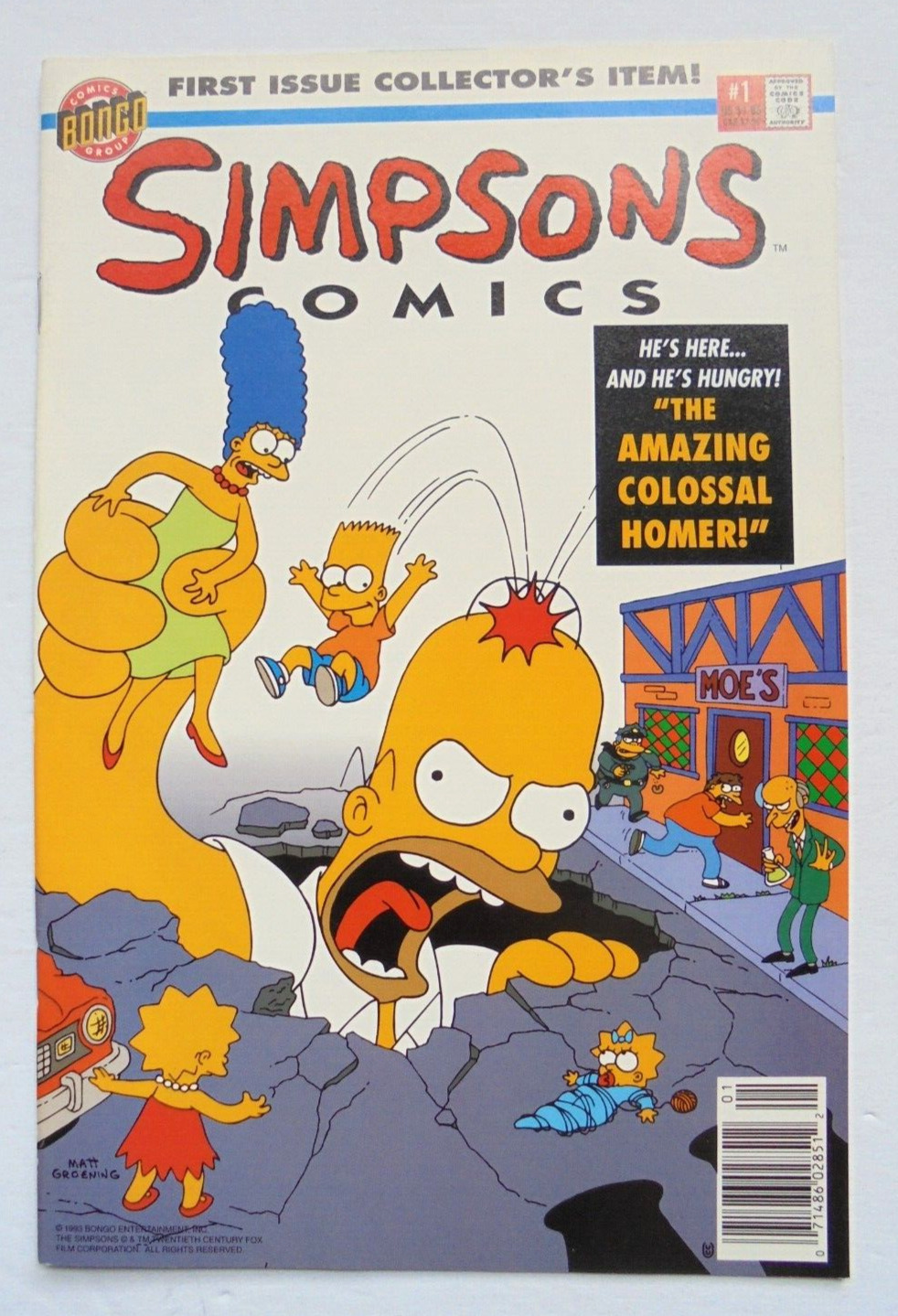 1993 BONGO COMICS GROUP SIMPSONS COMICS #1 FLIP BOOK NEWSSTAND EDITION NO POSTER