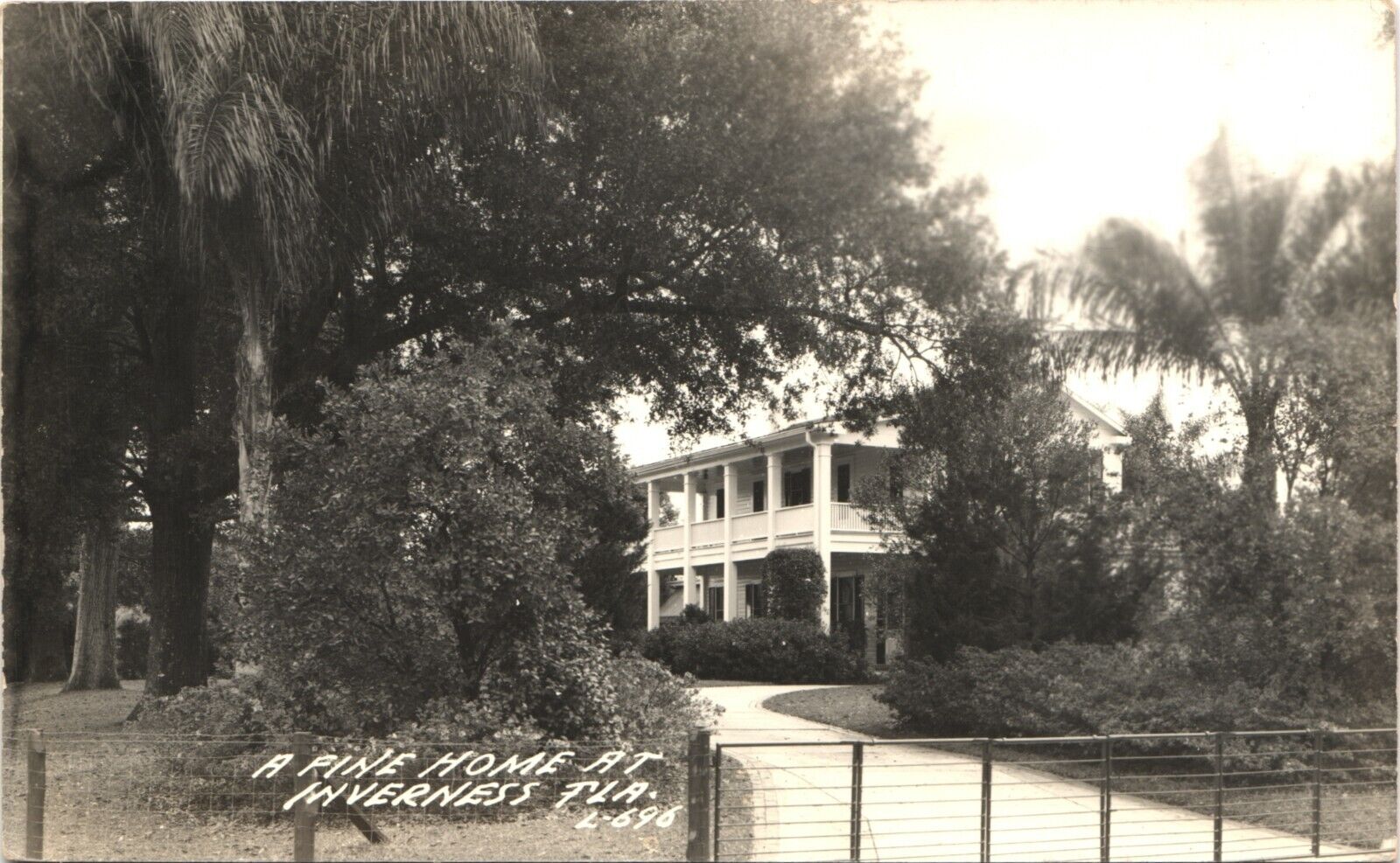 INVERNESS FLORIDA FINE HOME real photo postcard 1940s FL RPPC house