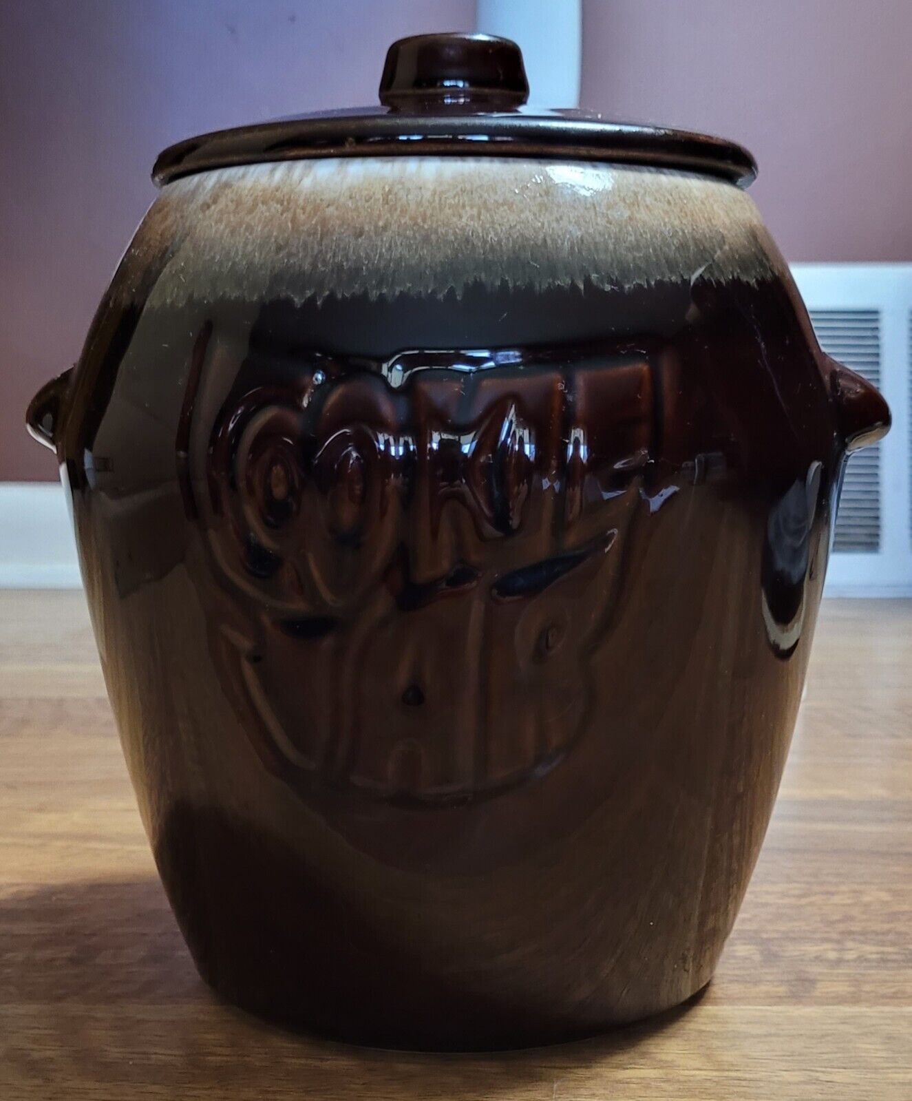 McCoy Pottery Brown Drip Glaze Cookie Jar With Lid #7024 Vintage Farmhouse USA