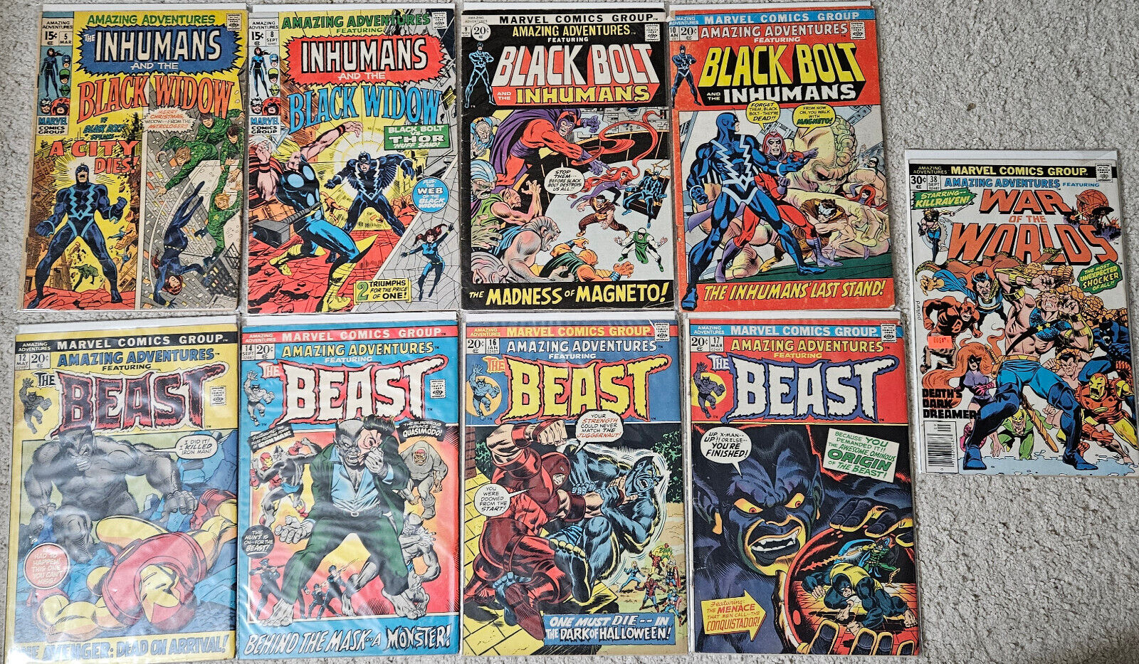 Amazing Adventures 5 8 9 10 12 14 16 17 38 lot 1970 Inhumans Black Widow Beast 