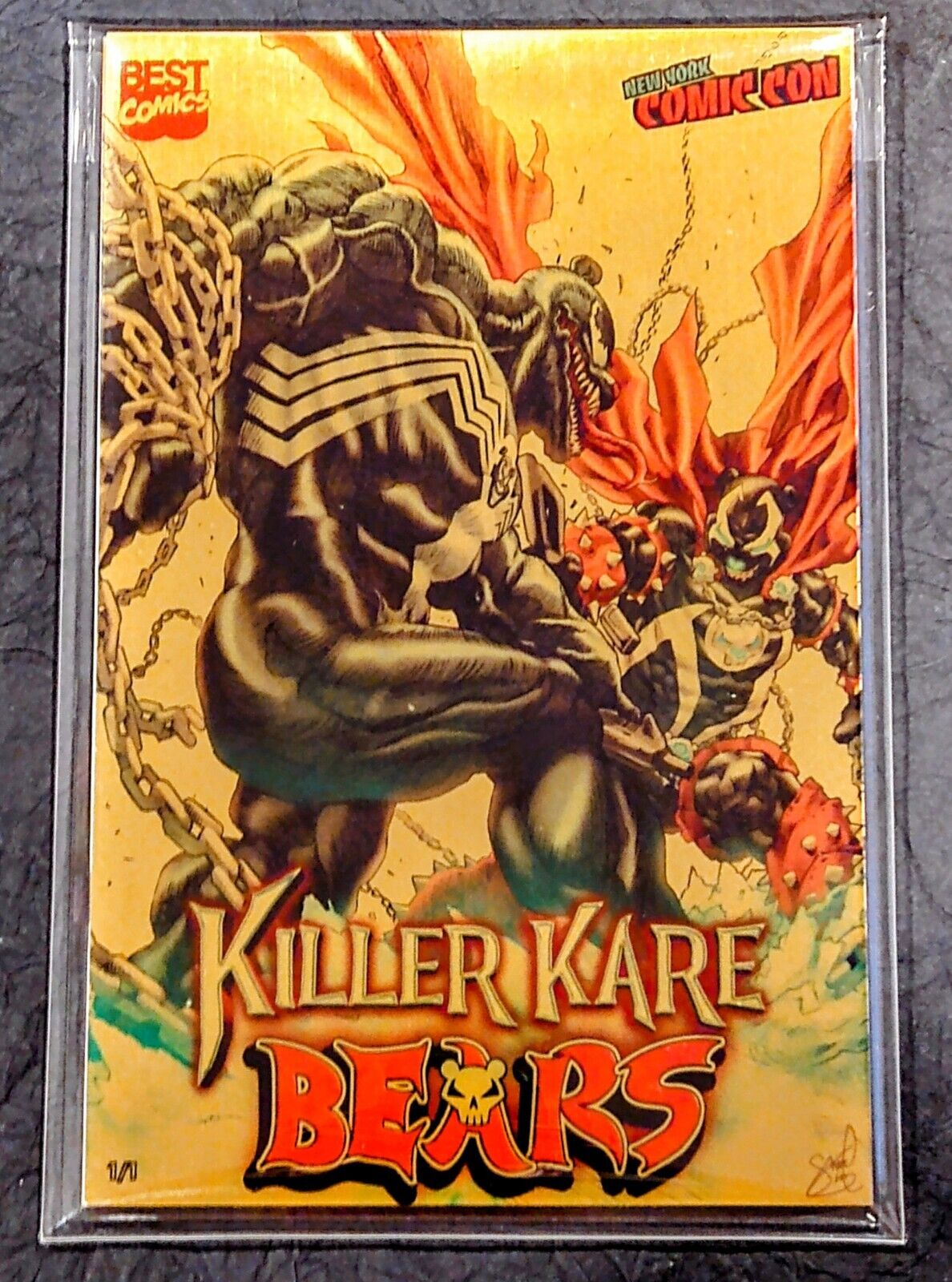 Killer Kare Bears Venom vs Spawn GOLD METAL Cover Variant #1/1 Rare (Not Mint)
