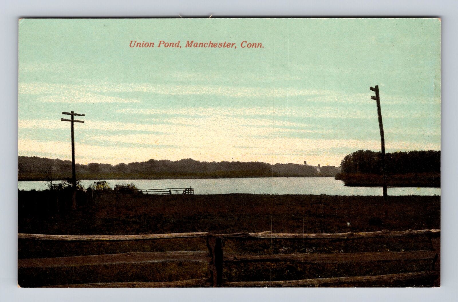 Manchester CT-Connecticut, Union Pond, Antique, Vintage Souvenir Postcard